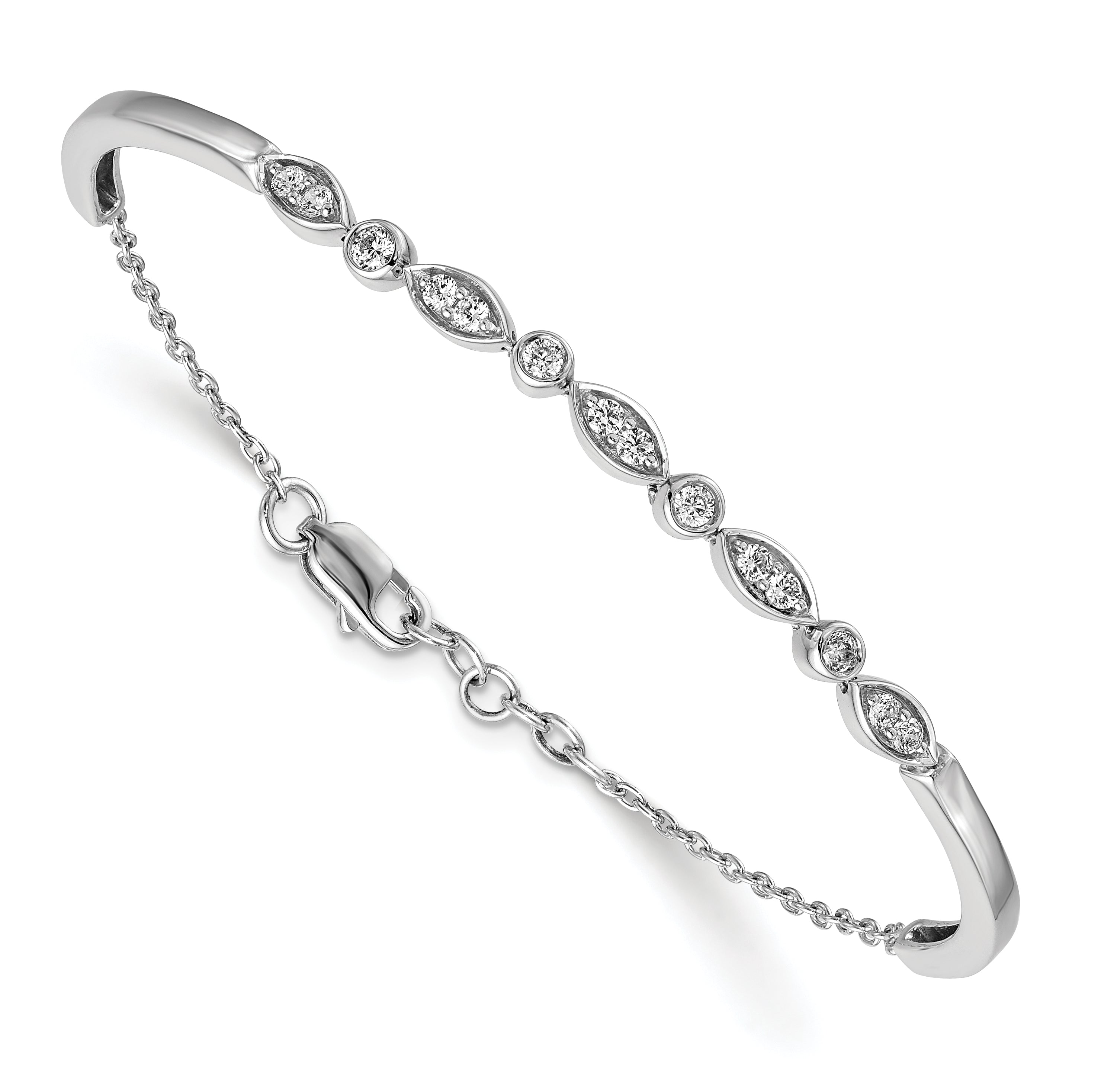Women's 14K White Gold 1/2 ct Lab-Grown Diamond Solid Bangle