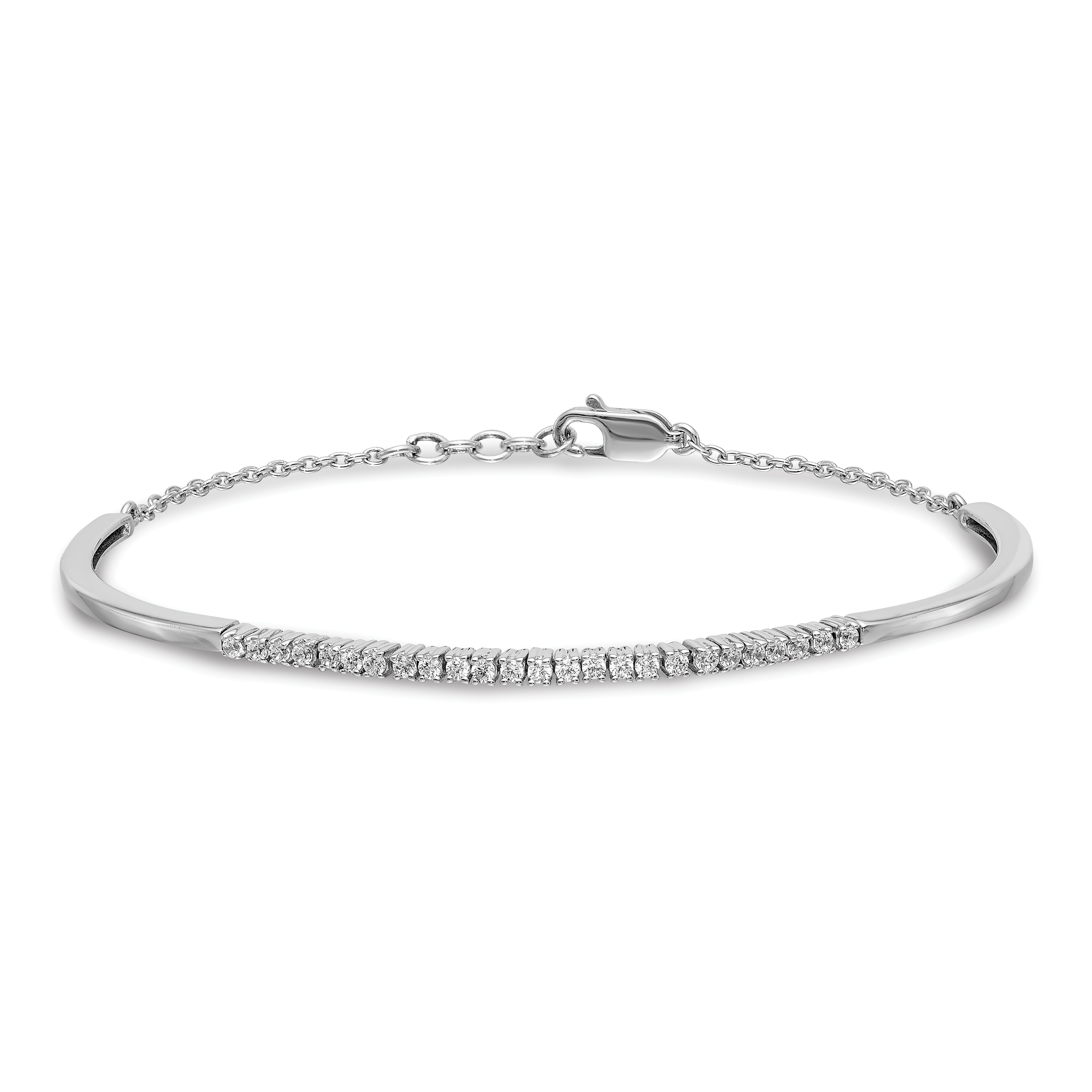 14k White Gold 1/2 carat Lab Grown Diamond VS/SI+ G+ Bangle Bracelet Secondary image
