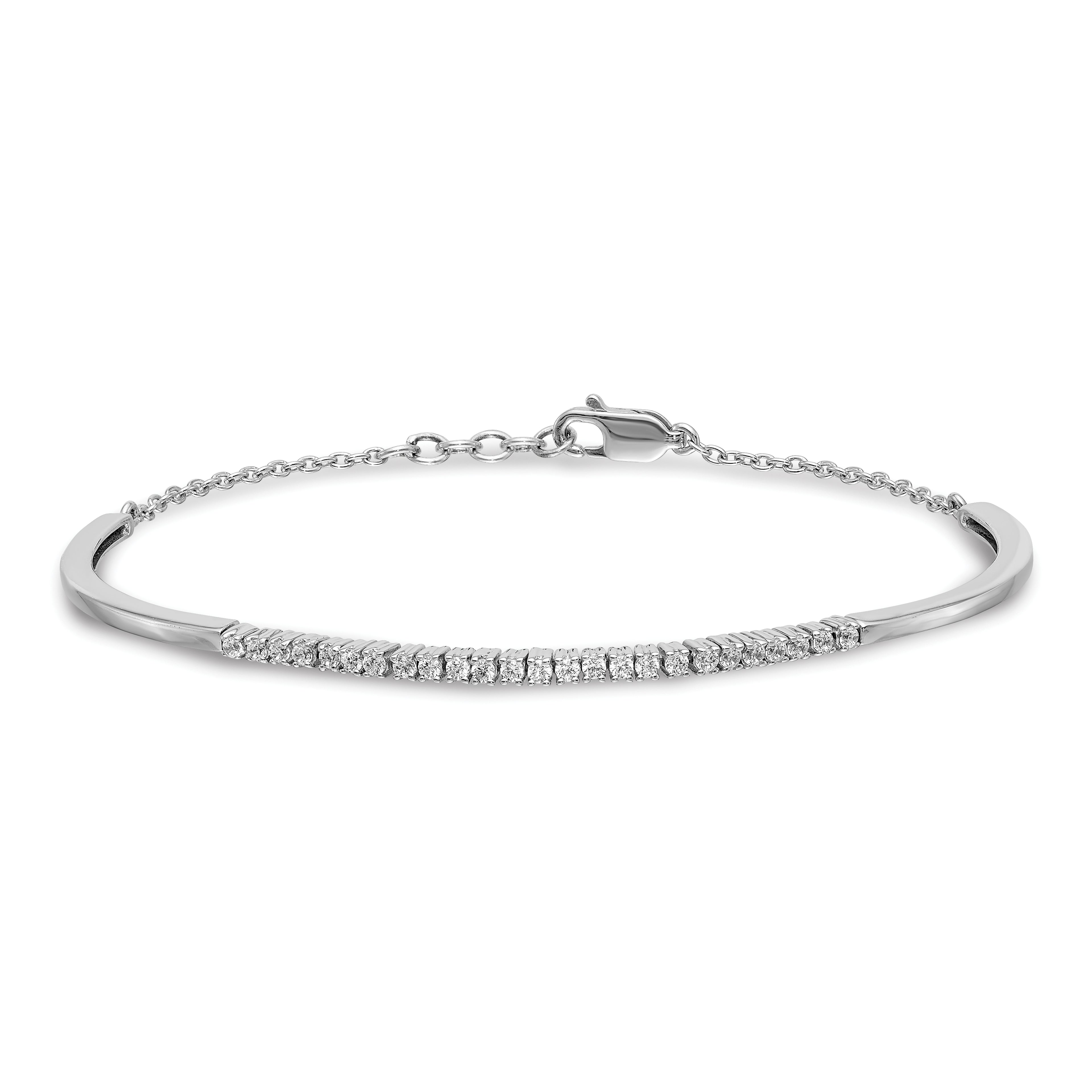 14k White Gold 1/2 carat Lab Grown Diamond VS/SI+ G+ Bangle Bracelet
