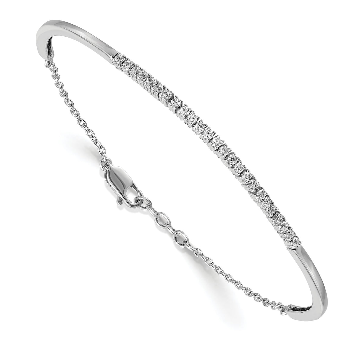 Lab-Grown Diamond Bangle Bracelet in 14K White Gold, 3mm (1/2 ct. tw.), 7.8 Inch - Sophia Jewelers Main image