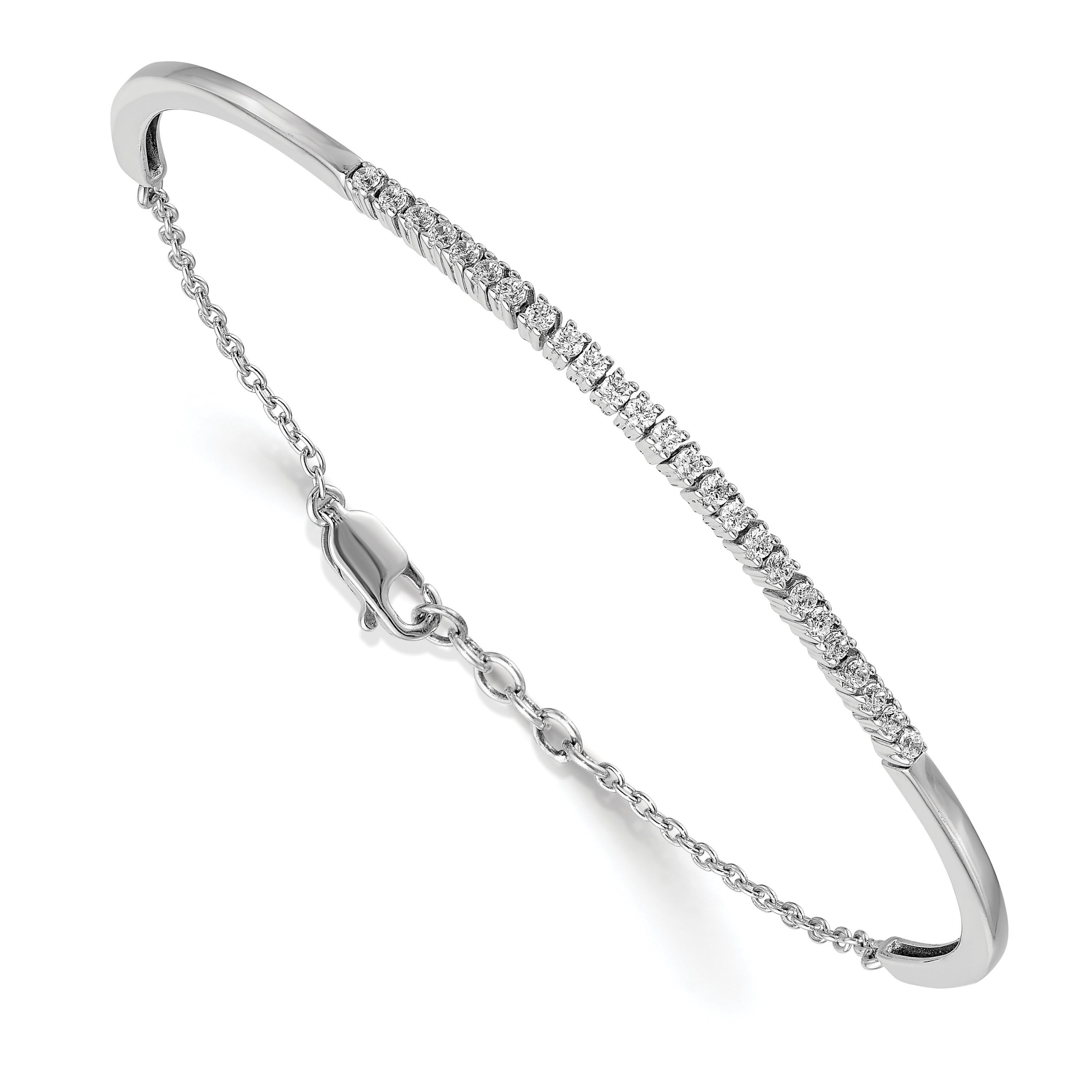 14k White Gold 1/2 carat Lab Grown Diamond VS/SI+ G+ Bangle Bracelet Main image