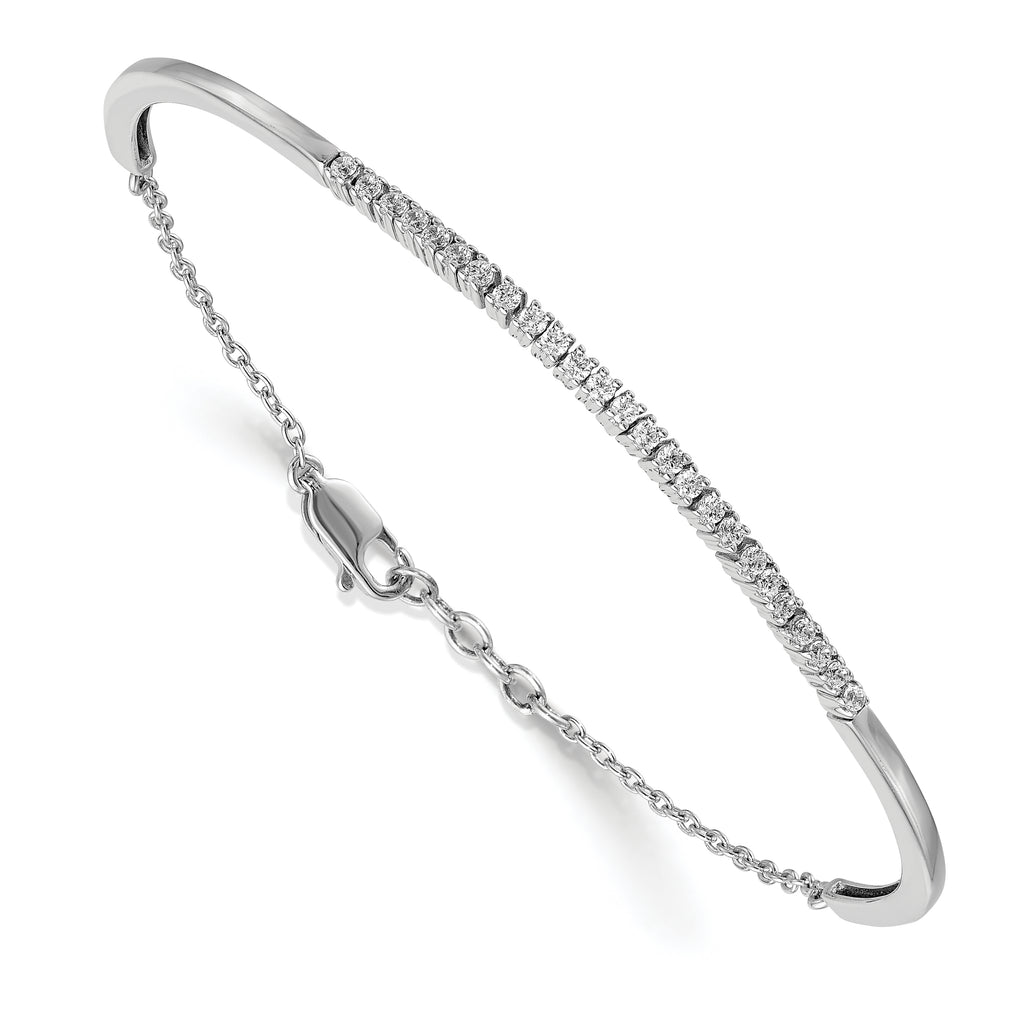 14k White Gold 1/2 carat Lab Grown Diamond VS/SI+ G+ Bangle Bracelet