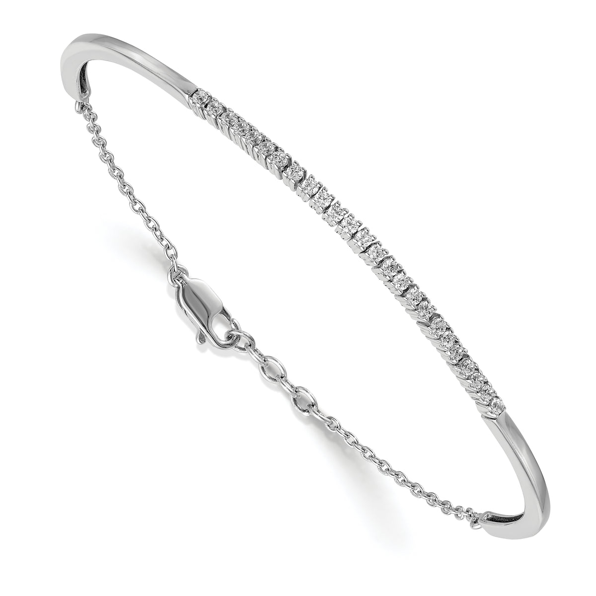 14k White Gold 1/2 carat Lab Grown Diamond VS/SI+ G+ Bangle Bracelet
