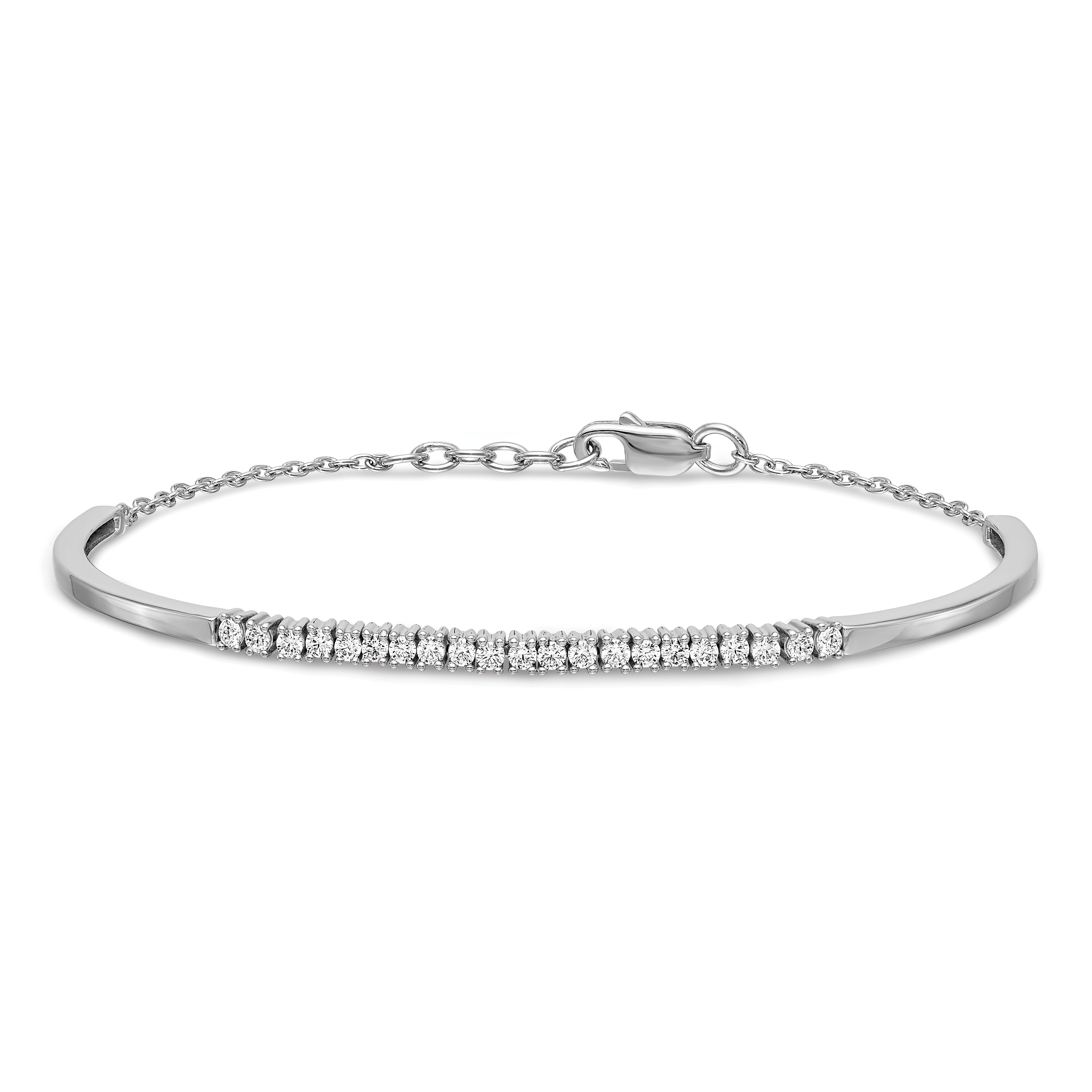 Women's 14K White Gold 3/4 ct Lab-Grown Diamond Solid Bangle