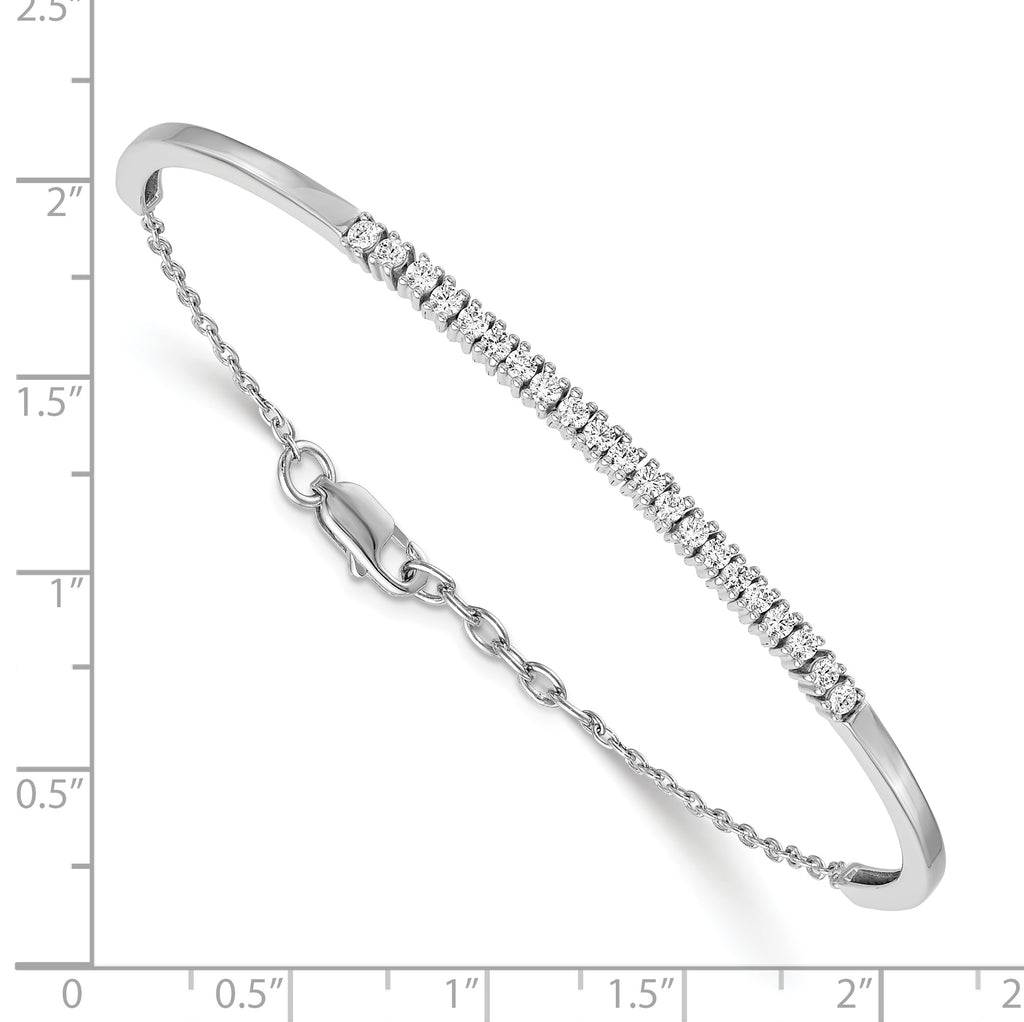 Women's 14K White Gold 3/4 ct Lab-Grown Diamond Solid Bangle