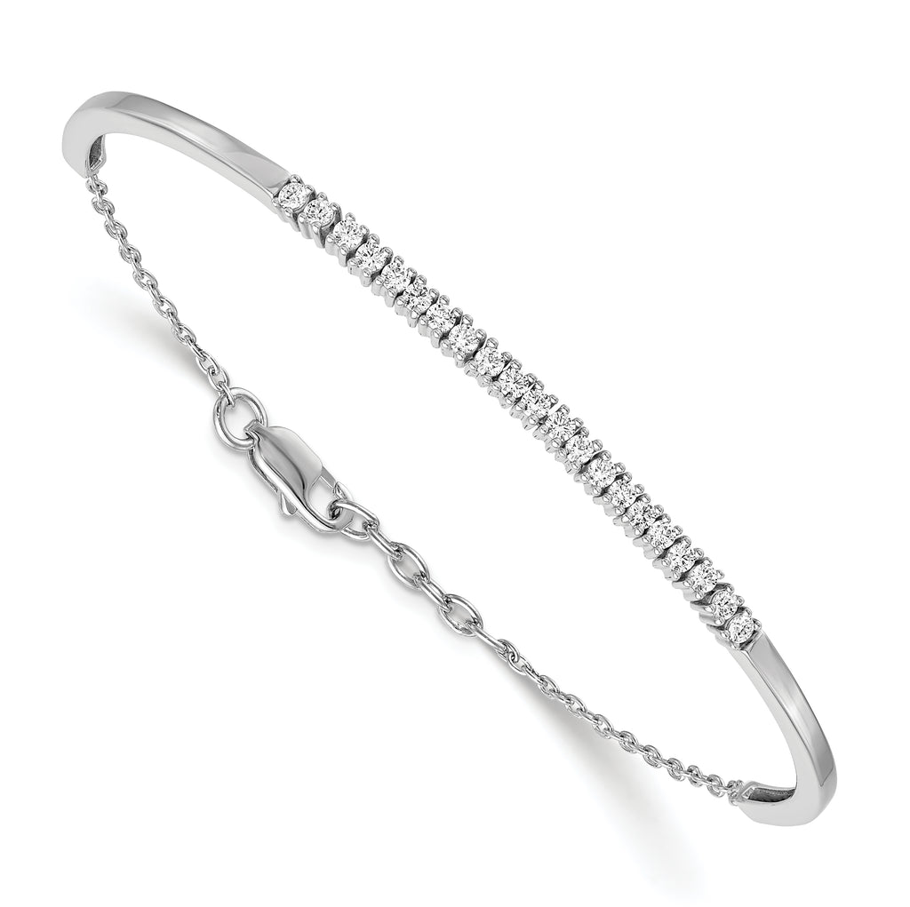 Women's 14K White Gold 3/4 ct Lab-Grown Diamond Solid Bangle