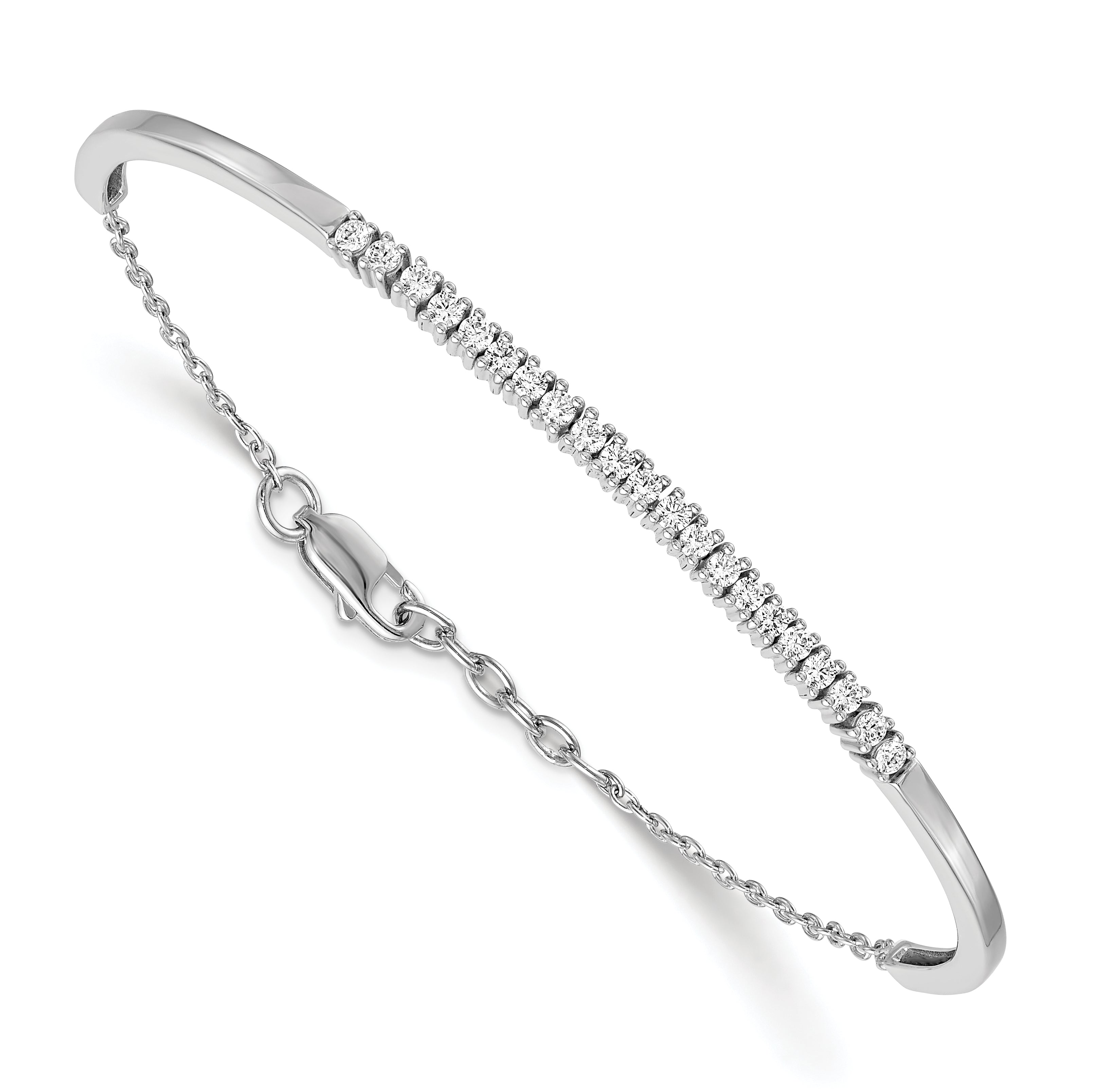Women's 14K White Gold 3/4 ct Lab-Grown Diamond Solid Bangle