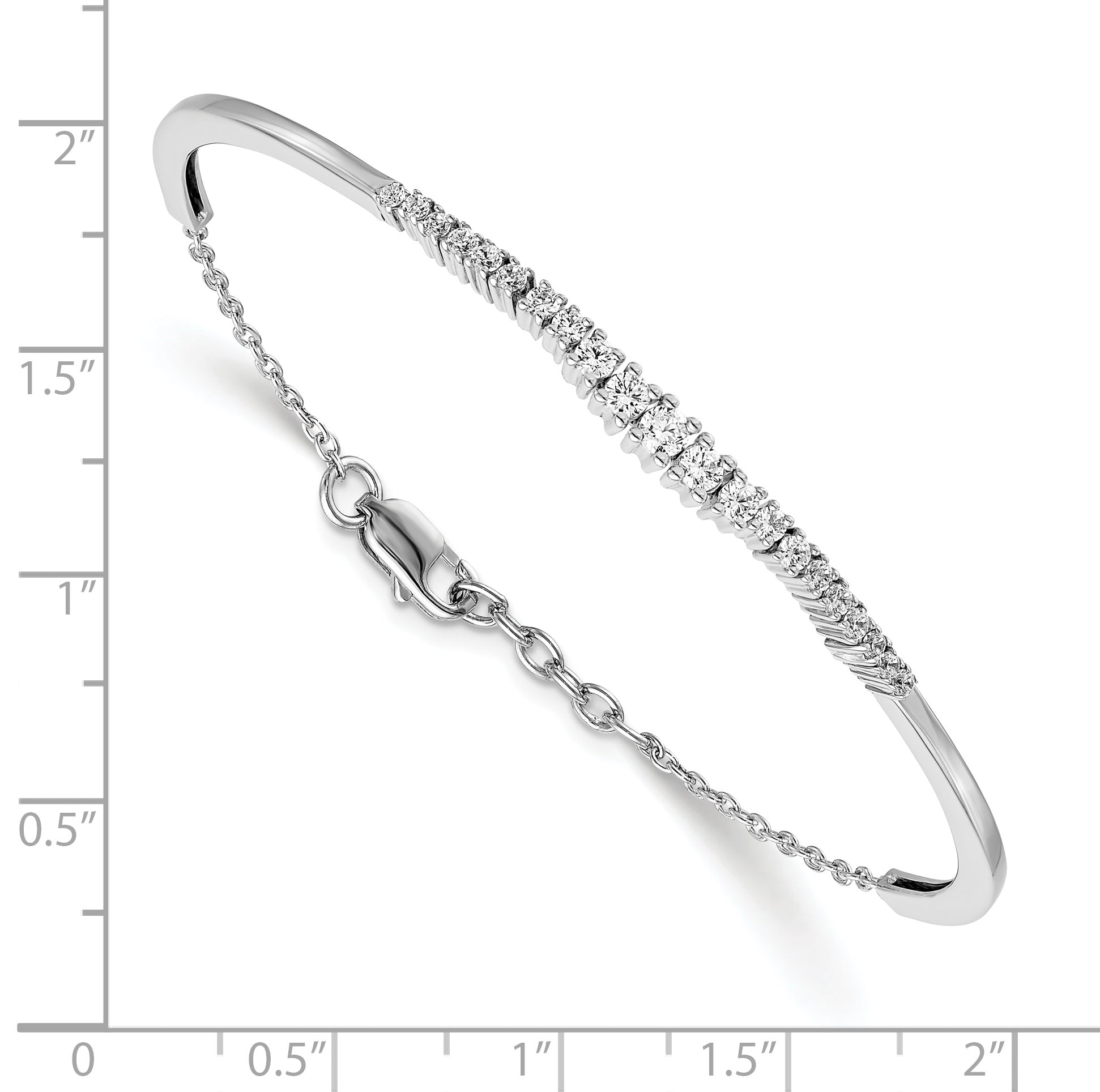 14k White Gold 3/4 carat Lab Grown Diamond VS/SI+ G+ Graduated Bangle Bracelet Secondary image