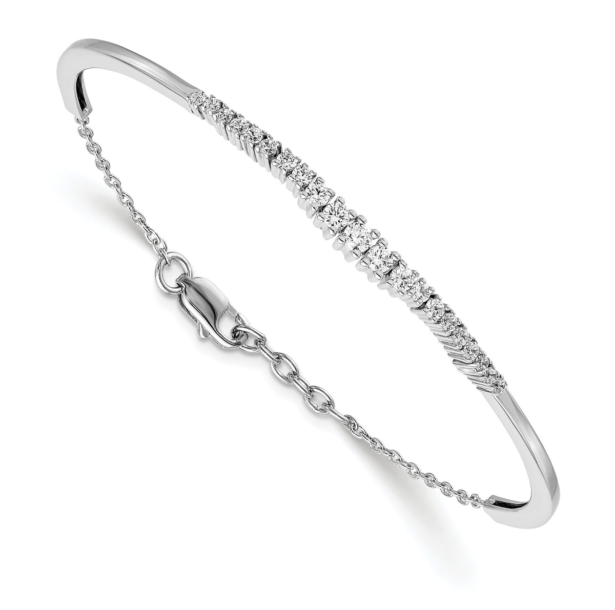 Lab-Grown Diamond Graduated Bangle Bracelet in 14K White Gold (3/4 ct. tw.) - Sophia Jewelers Main image