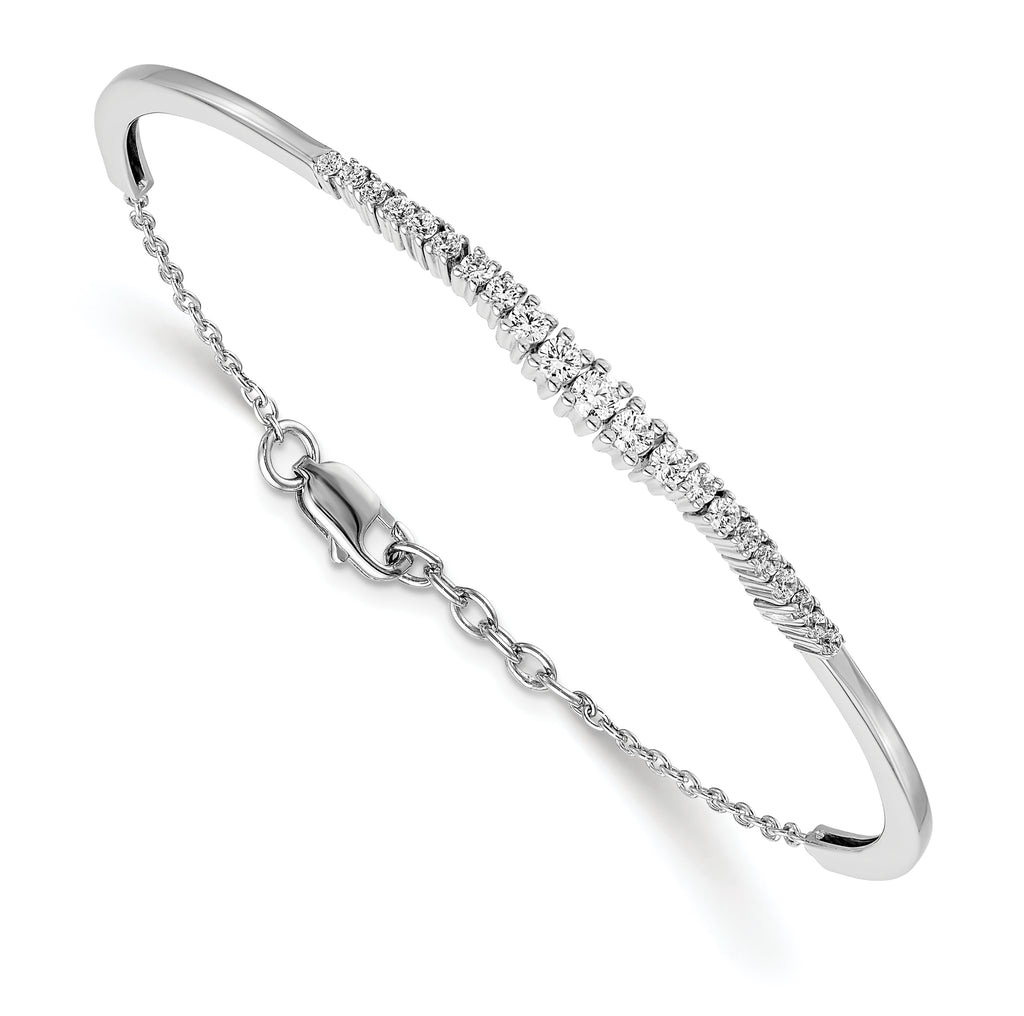 14k White Gold 3/4 carat Lab Grown Diamond VS/SI+ G+ Graduated Bangle Bracelet