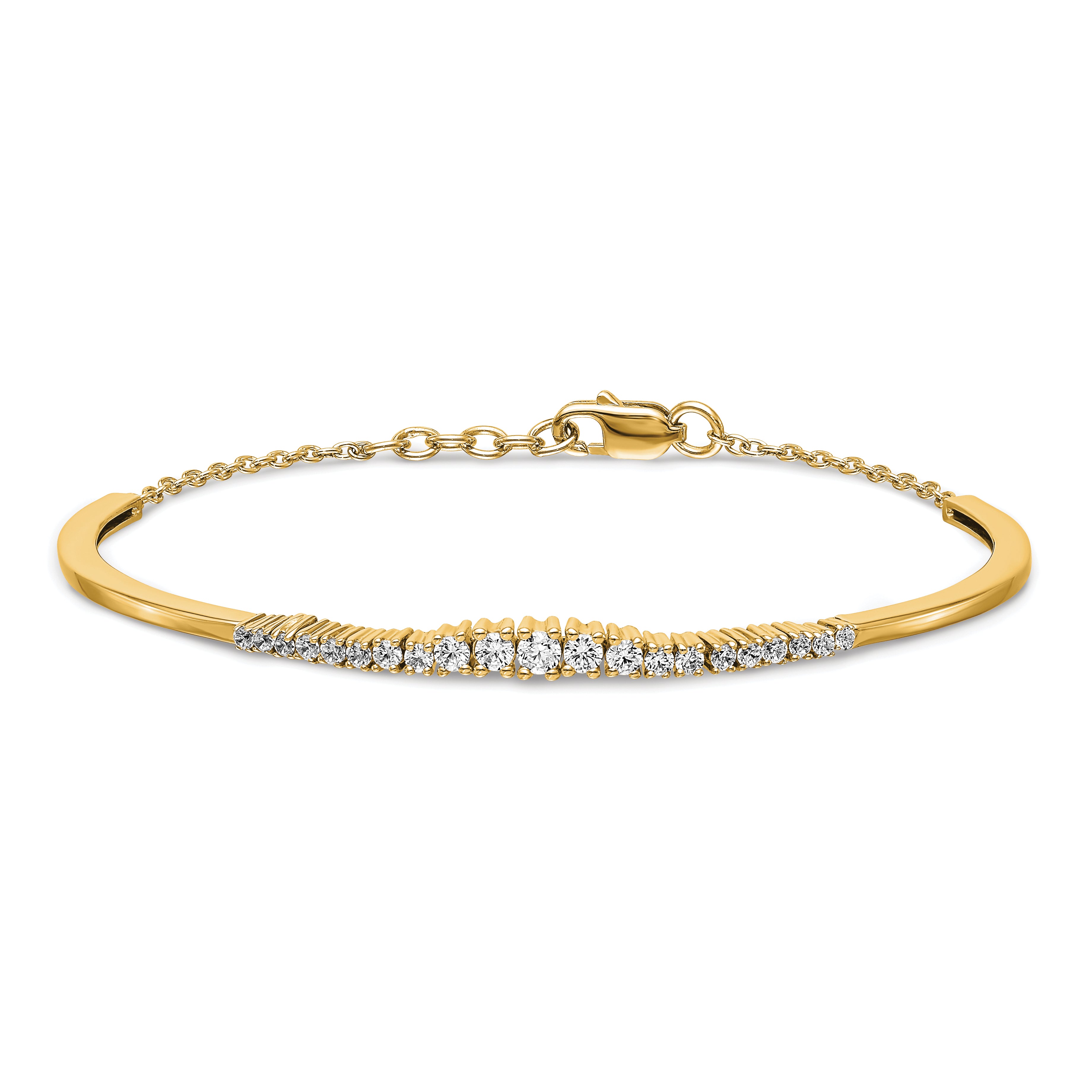 14k 3/4 carat Lab Grown Diamond VS/SI+ G+ Graduated Bangle Bracelet