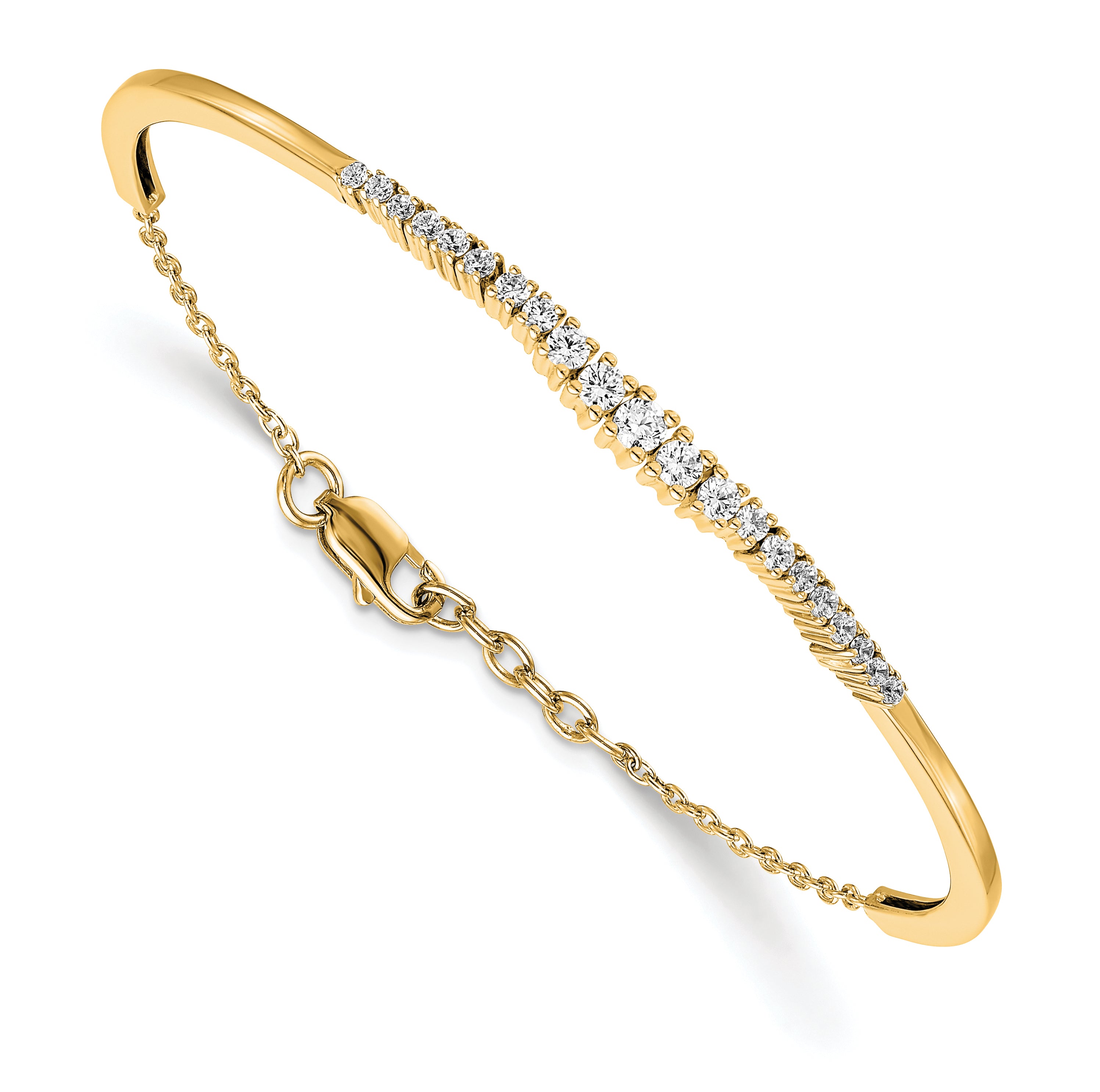 14k 3/4 carat Lab Grown Diamond VS/SI+ G+ Graduated Bangle Bracelet Main image
