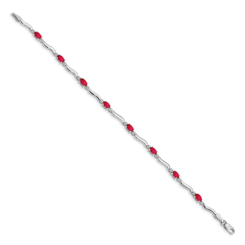 Women's 10K White Gold Gemstone Bracelet