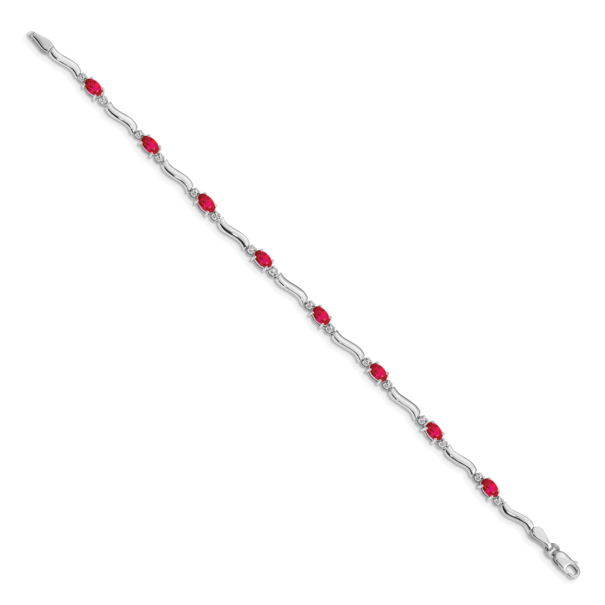 Women's 10K White Gold Gemstone Bracelet