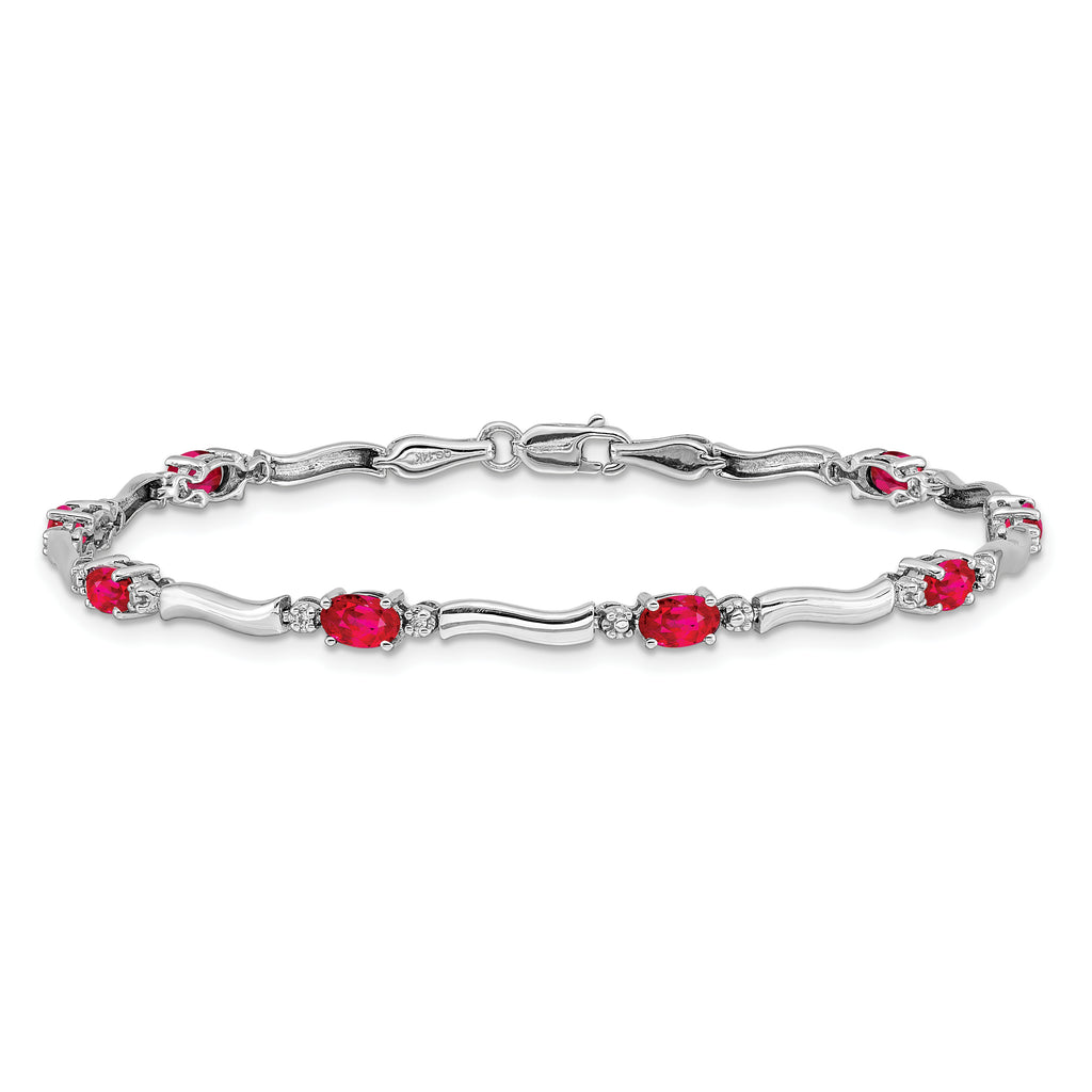 Women's 10K White Gold Gemstone Bracelet