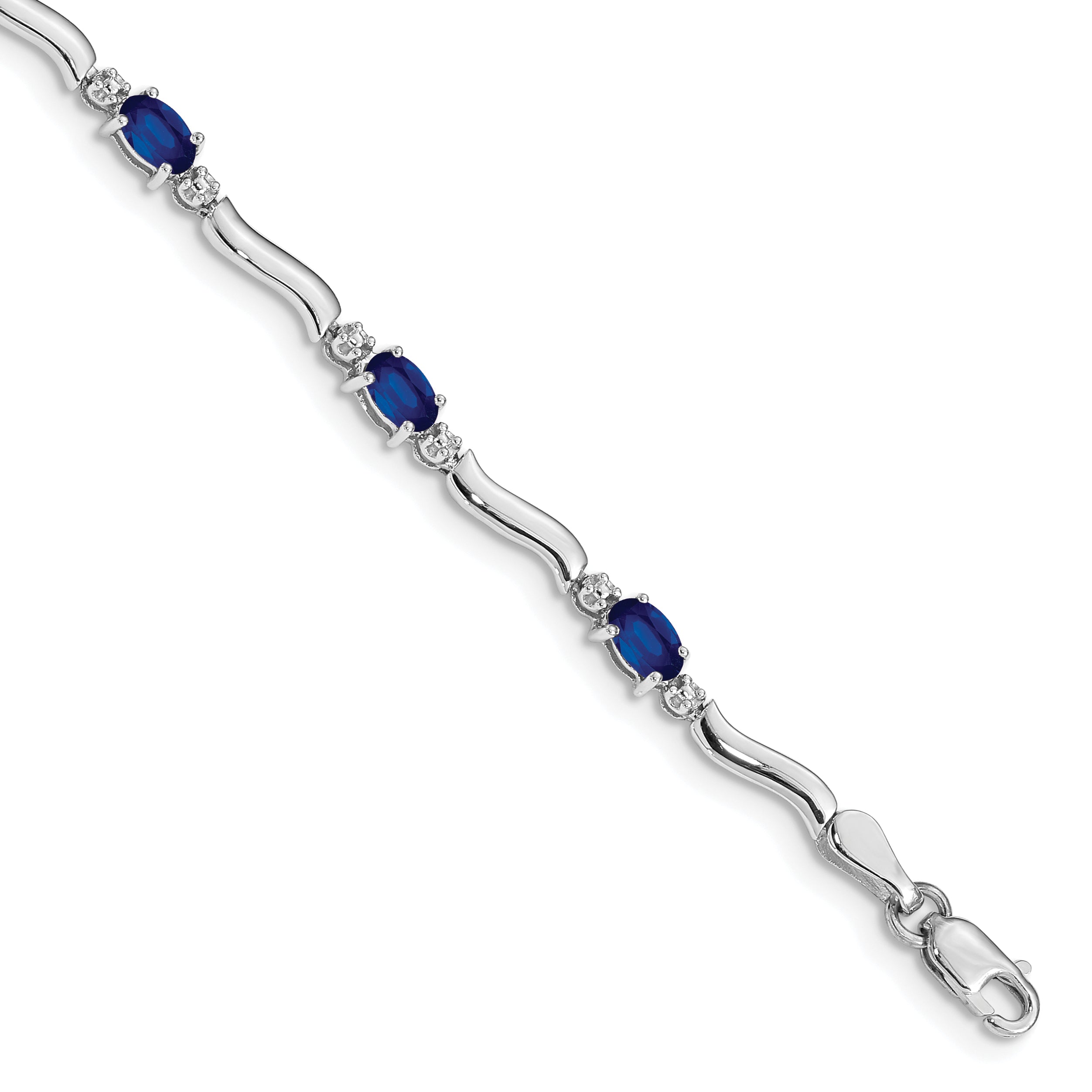 10k White Gold Diamond and Sapphire Bracelet Main image
