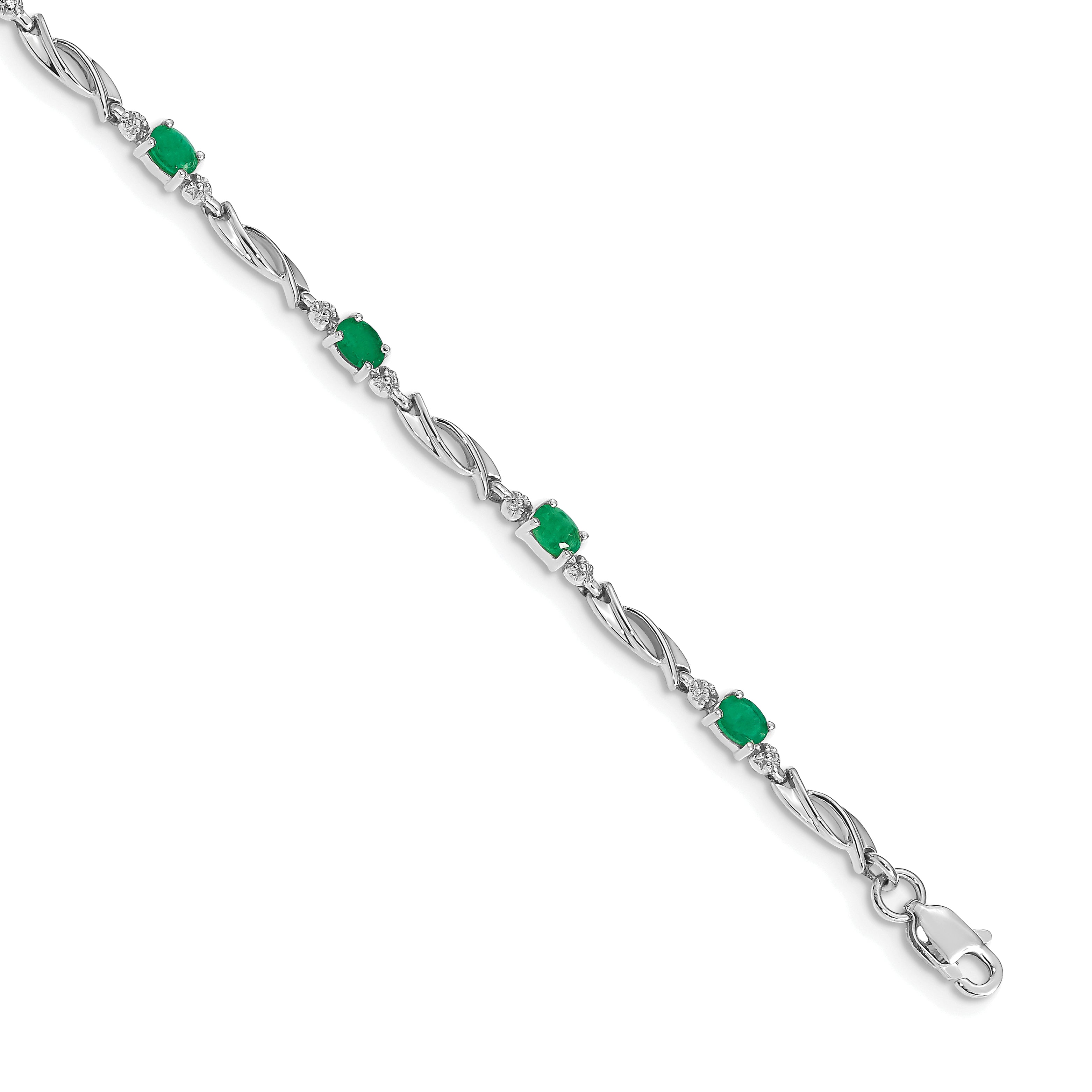 10k White Gold Diamond and Emerald Bracelet Main image
