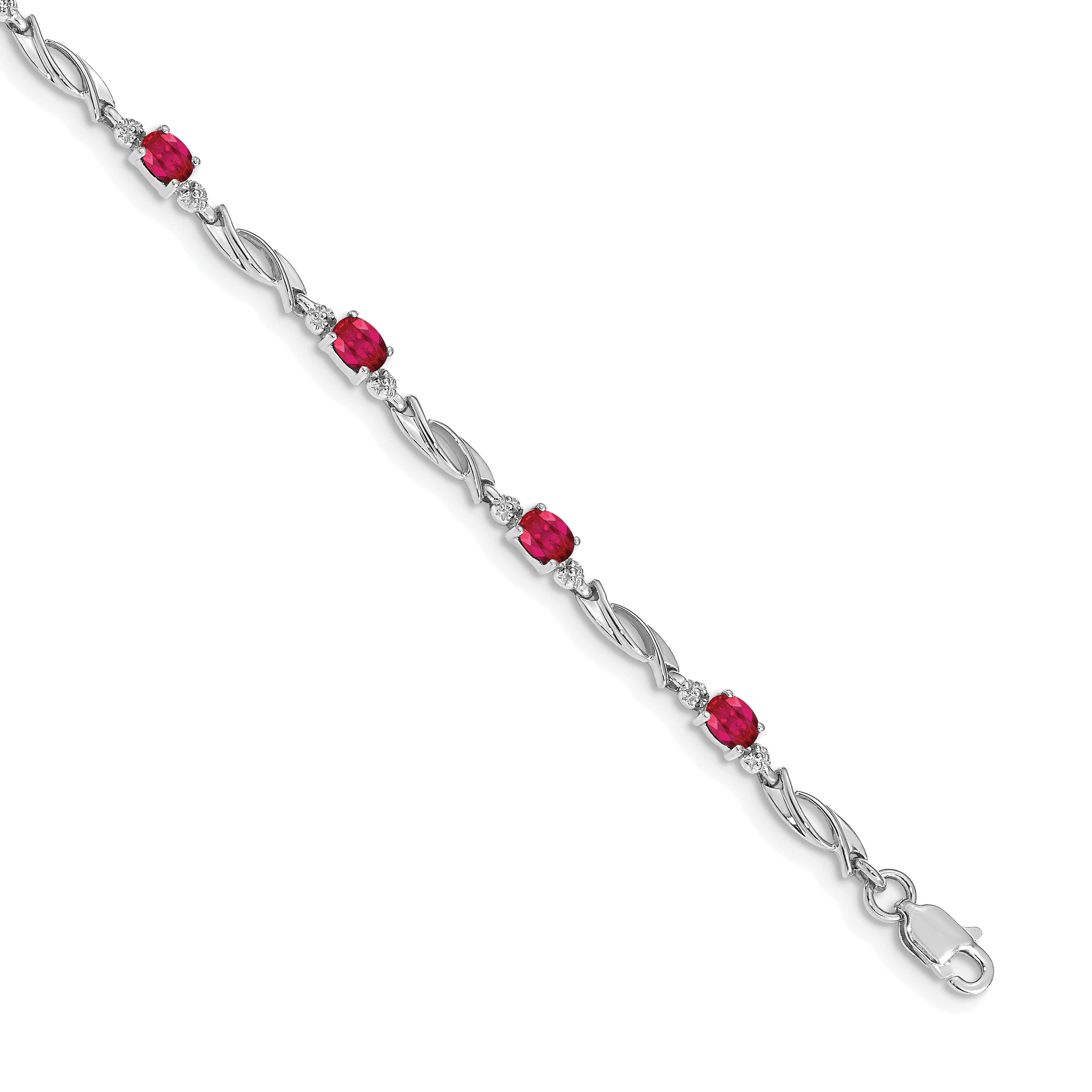10k White Gold Diamond and Ruby Bracelet Main image