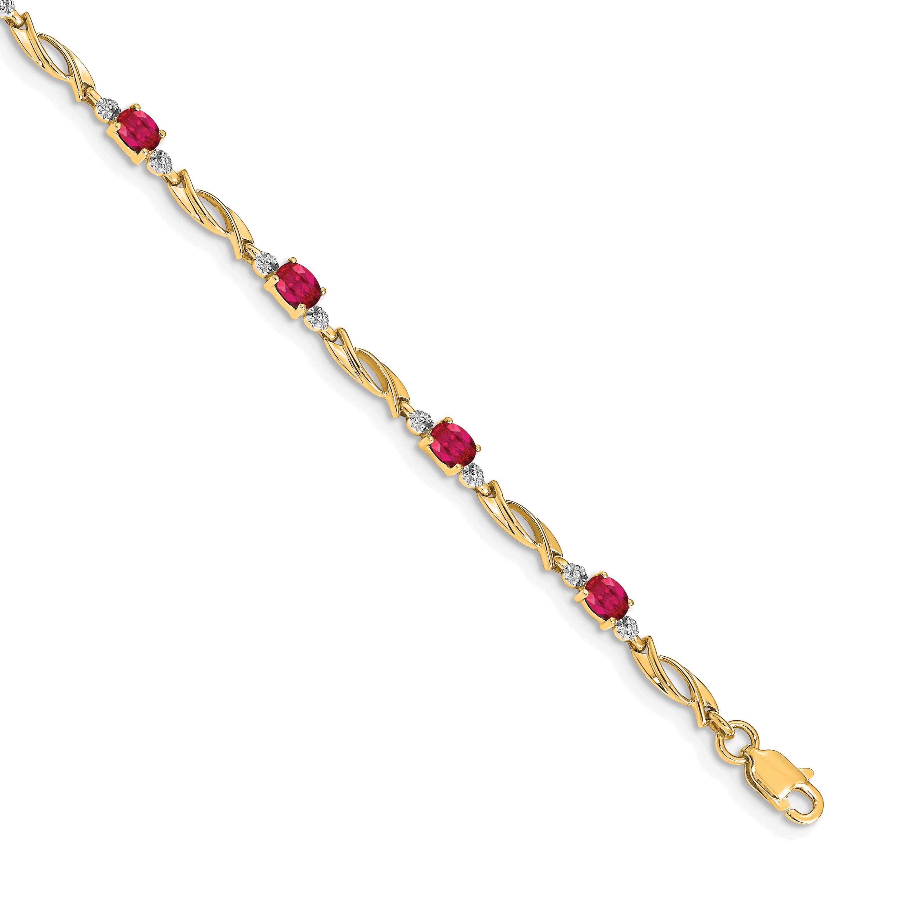 10k Diamond and Oval Ruby Bracelet Main image
