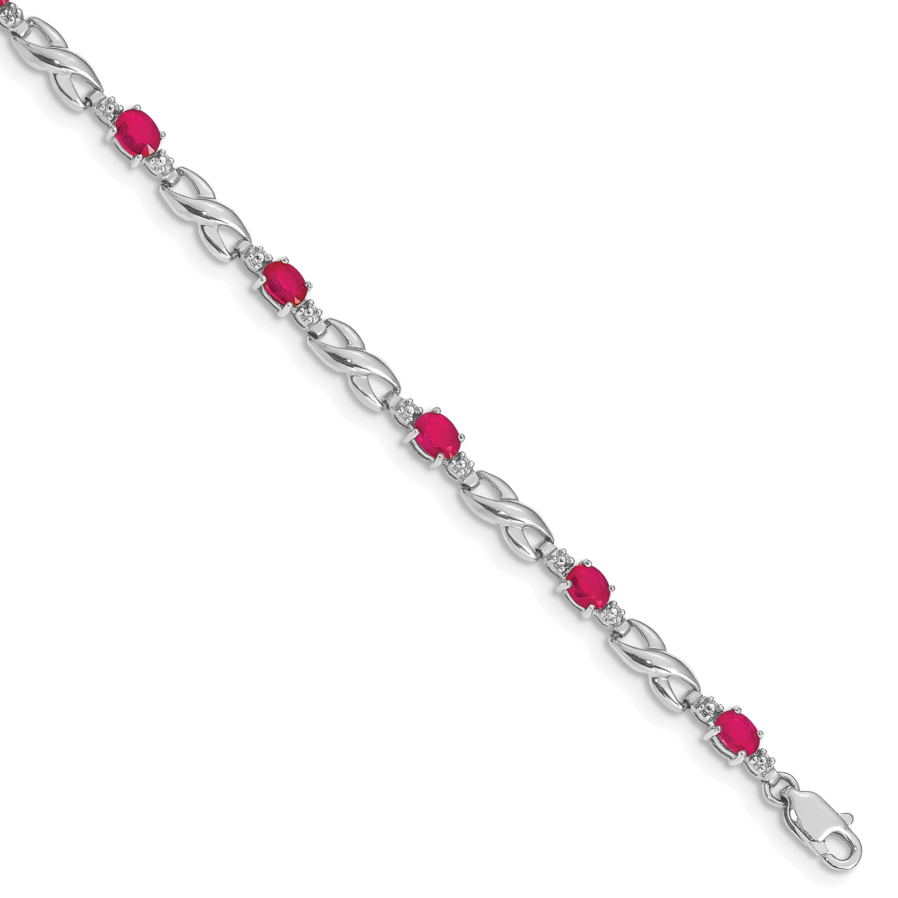 10k White Gold Diamond and Composite Ruby Bracelet Main image