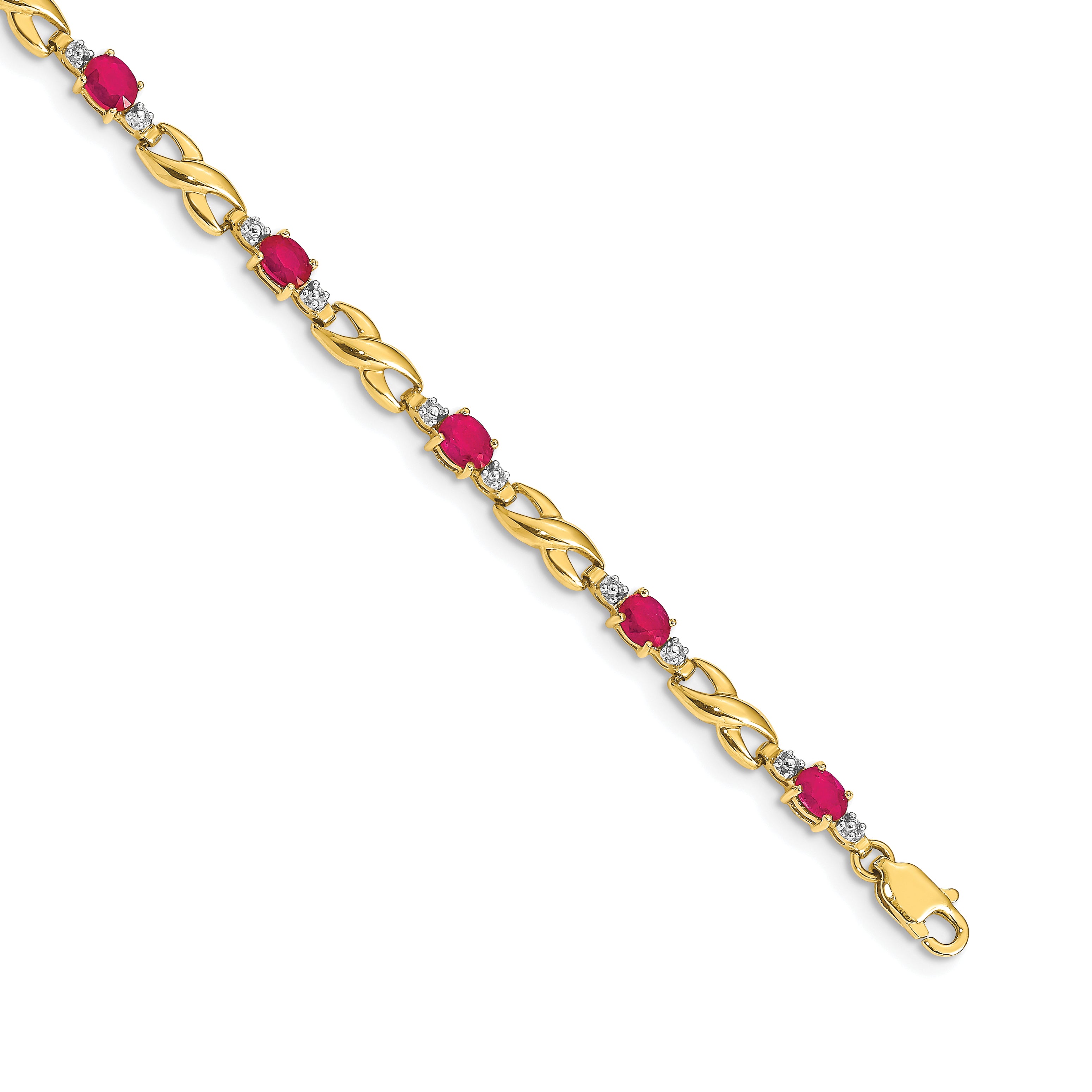 10k Diamond and Composite Oval Ruby Bracelet Main image