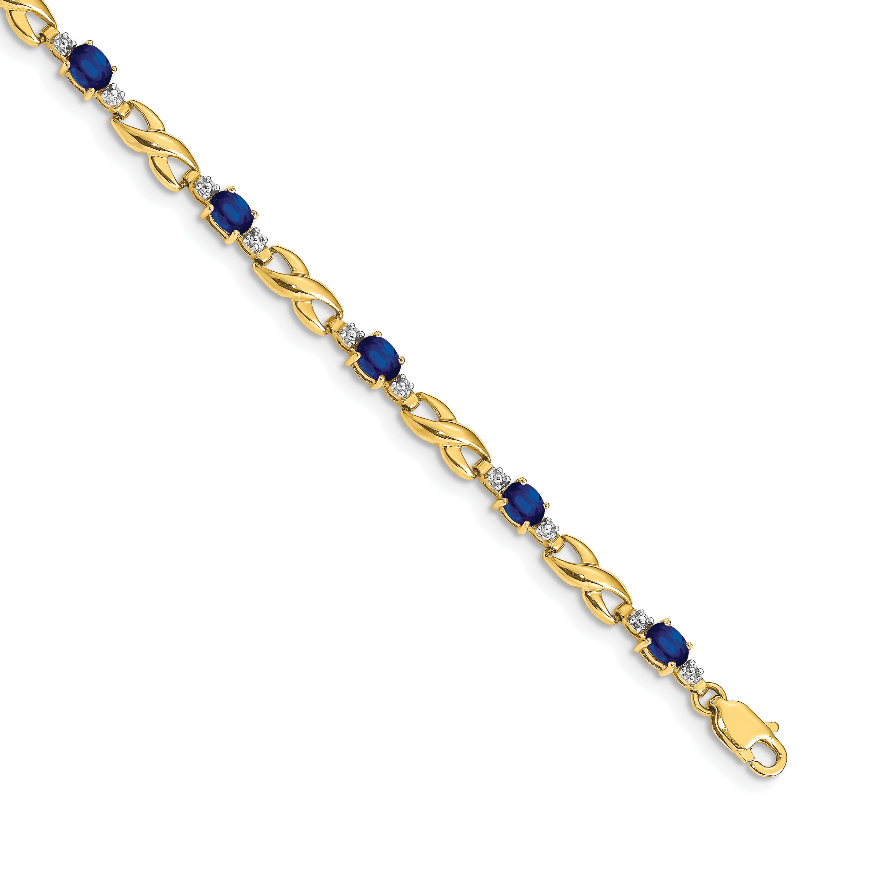 10k Diamond and Oval Sapphire Bracelet Main image