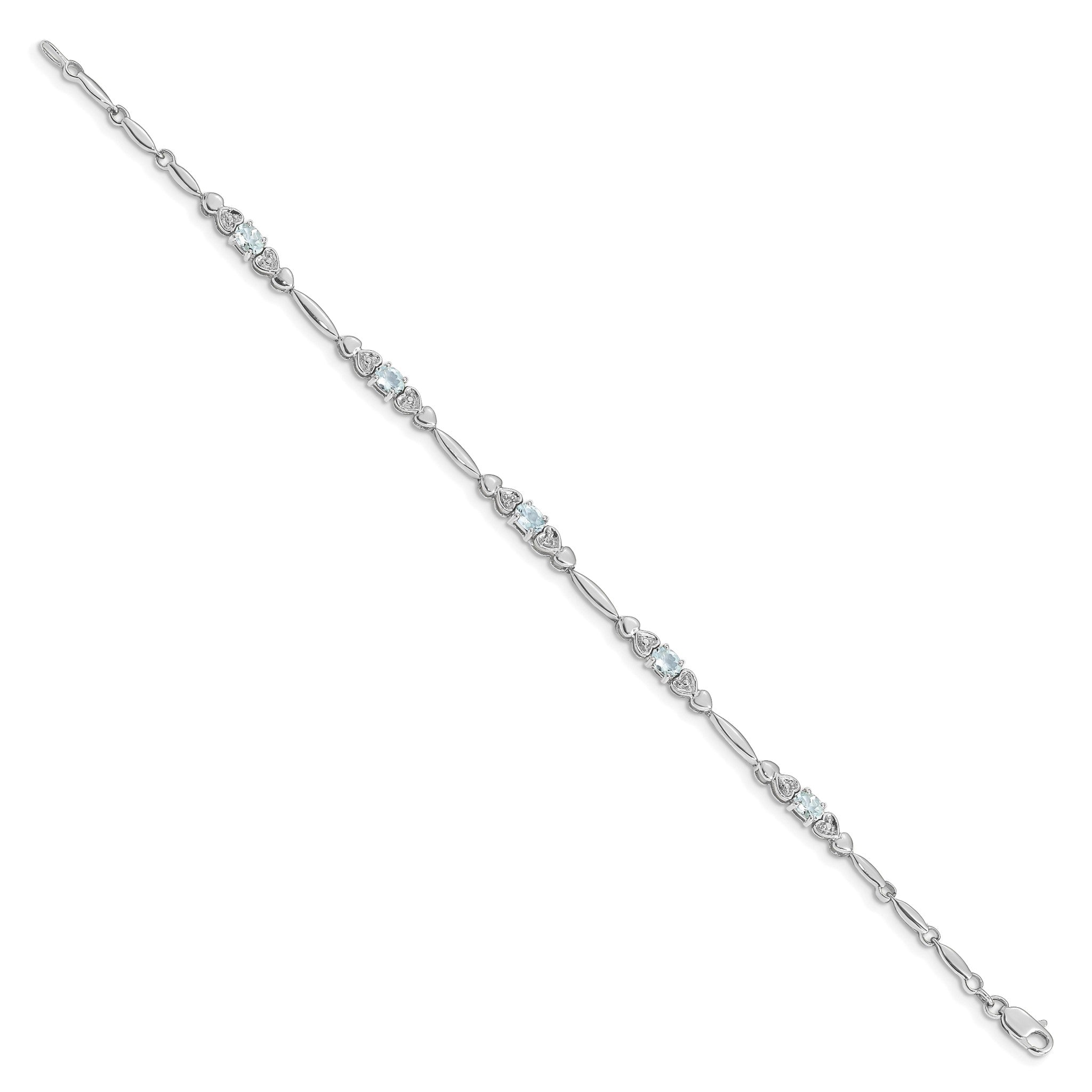 Diamond & Aquamarine Bracelet in 14K White Gold (0.01 ct. tw.) Secondary image