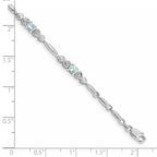 Diamond & Aquamarine Bracelet in 14K White Gold (0.01 ct. tw.) - Sophia Jewelers