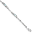 Diamond & Aquamarine Bracelet in 14K White Gold (0.01 ct. tw.) - Sophia Jewelers