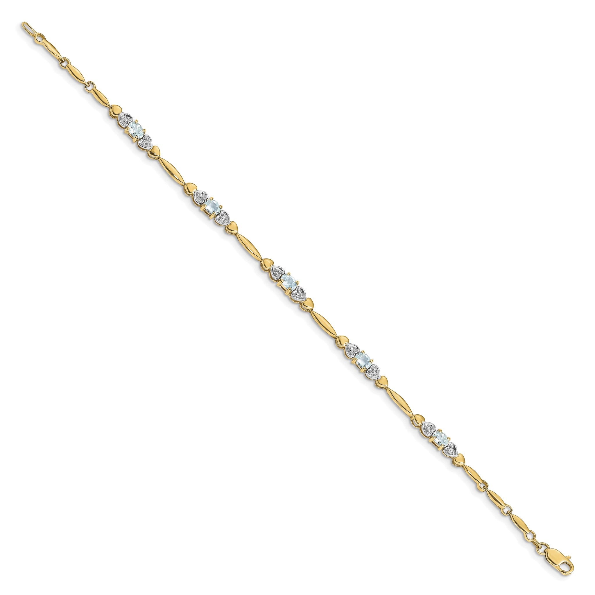 Diamond & Aquamarine Bracelet in 14K Yellow Gold (0.01 ct. tw.) Secondary image