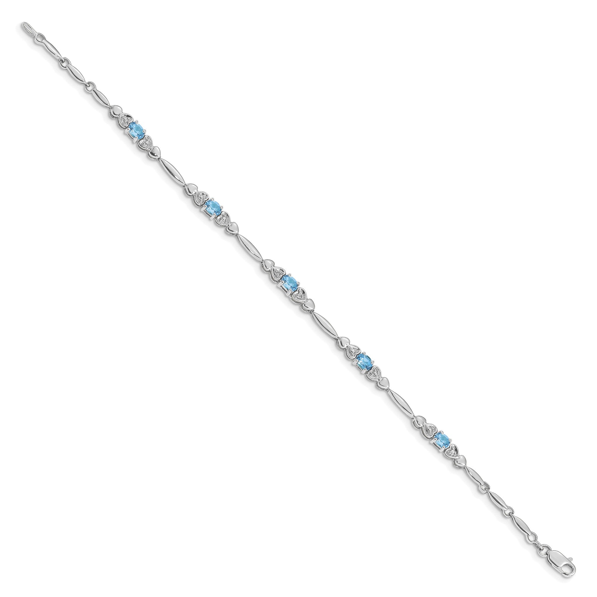 Diamond & Blue Topaz Bracelet in 14K White Gold (0.01 ct. tw.) Secondary image