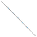 Diamond & Blue Topaz Bracelet in 14K White Gold (0.01 ct. tw.) - Sophia Jewelers