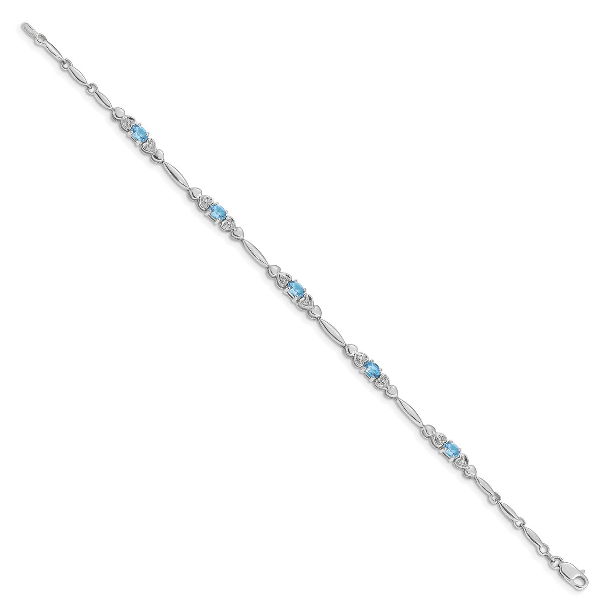 Diamond & Blue Topaz Bracelet in 14K White Gold (0.01 ct. tw.) - Sophia Jewelers