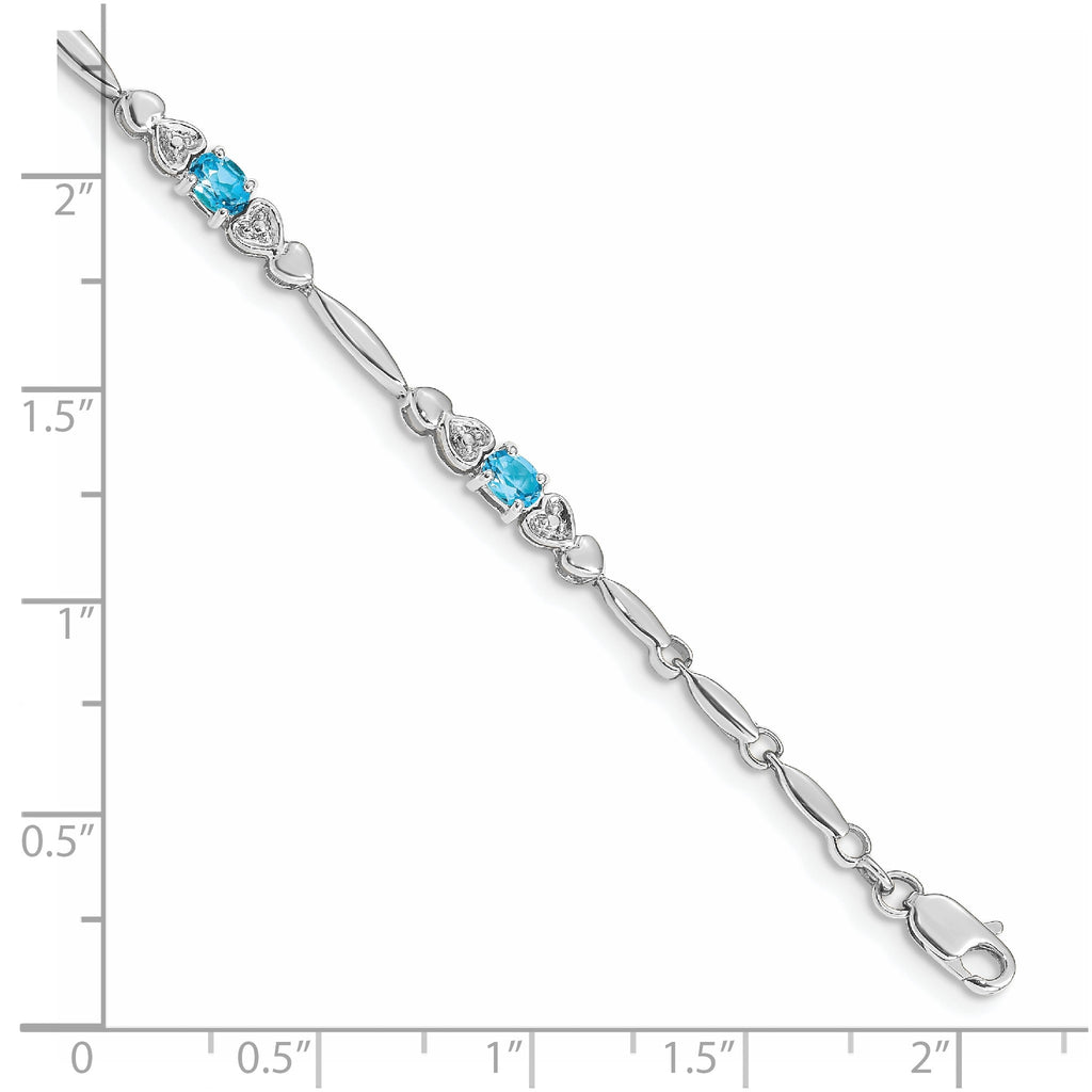 Diamond & Blue Topaz Bracelet in 14K White Gold (0.01 ct. tw.) - Sophia Jewelers