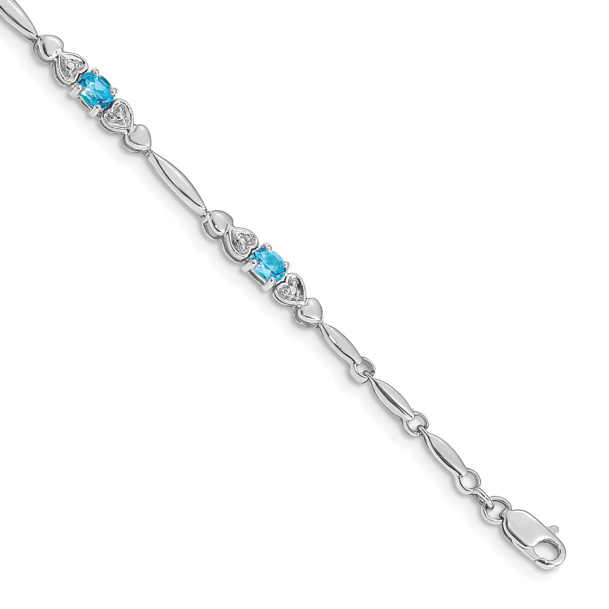 Diamond & Blue Topaz Bracelet in 14K White Gold (0.01 ct. tw.) - Sophia Jewelers Main image