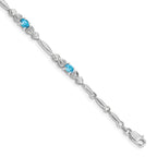 Diamond & Blue Topaz Bracelet in 14K White Gold (0.01 ct. tw.) - Sophia Jewelers