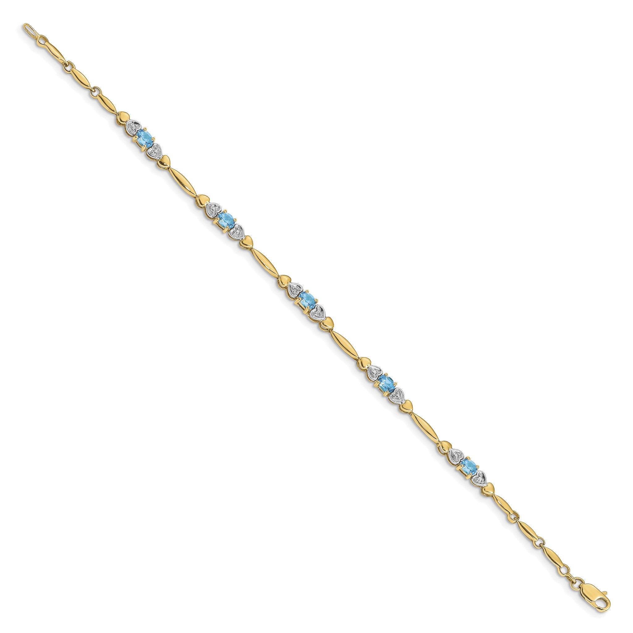 Diamond & Blue Topaz Bracelet in 14K Yellow Gold (0.01 ct. tw.) Secondary image