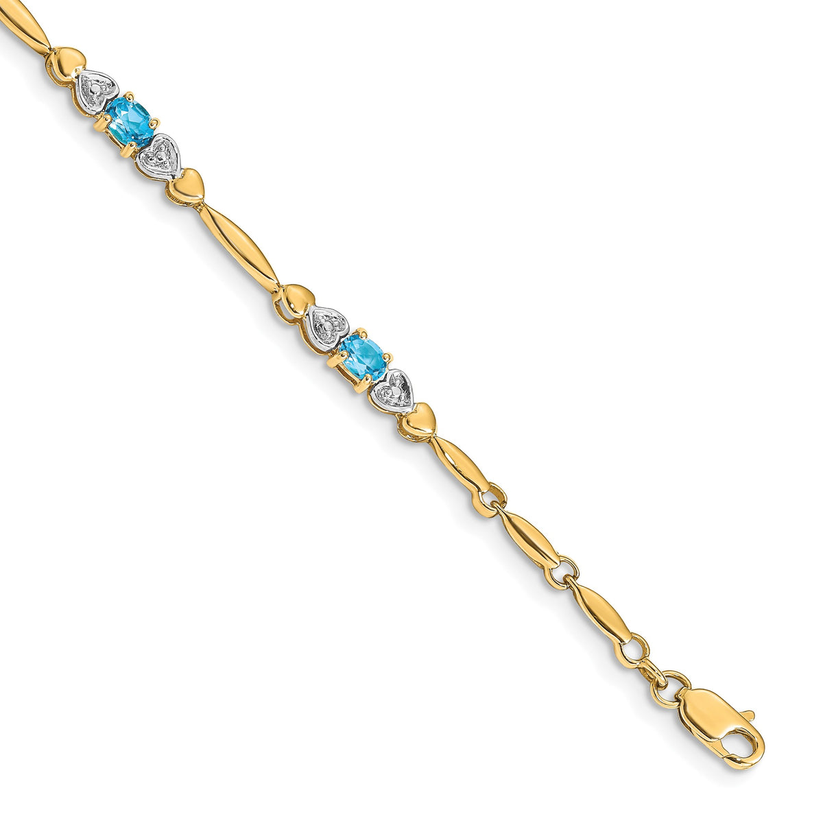 Diamond & Blue Topaz Bracelet in 14K Yellow Gold (0.01 ct. tw.) - Sophia Jewelers Main image