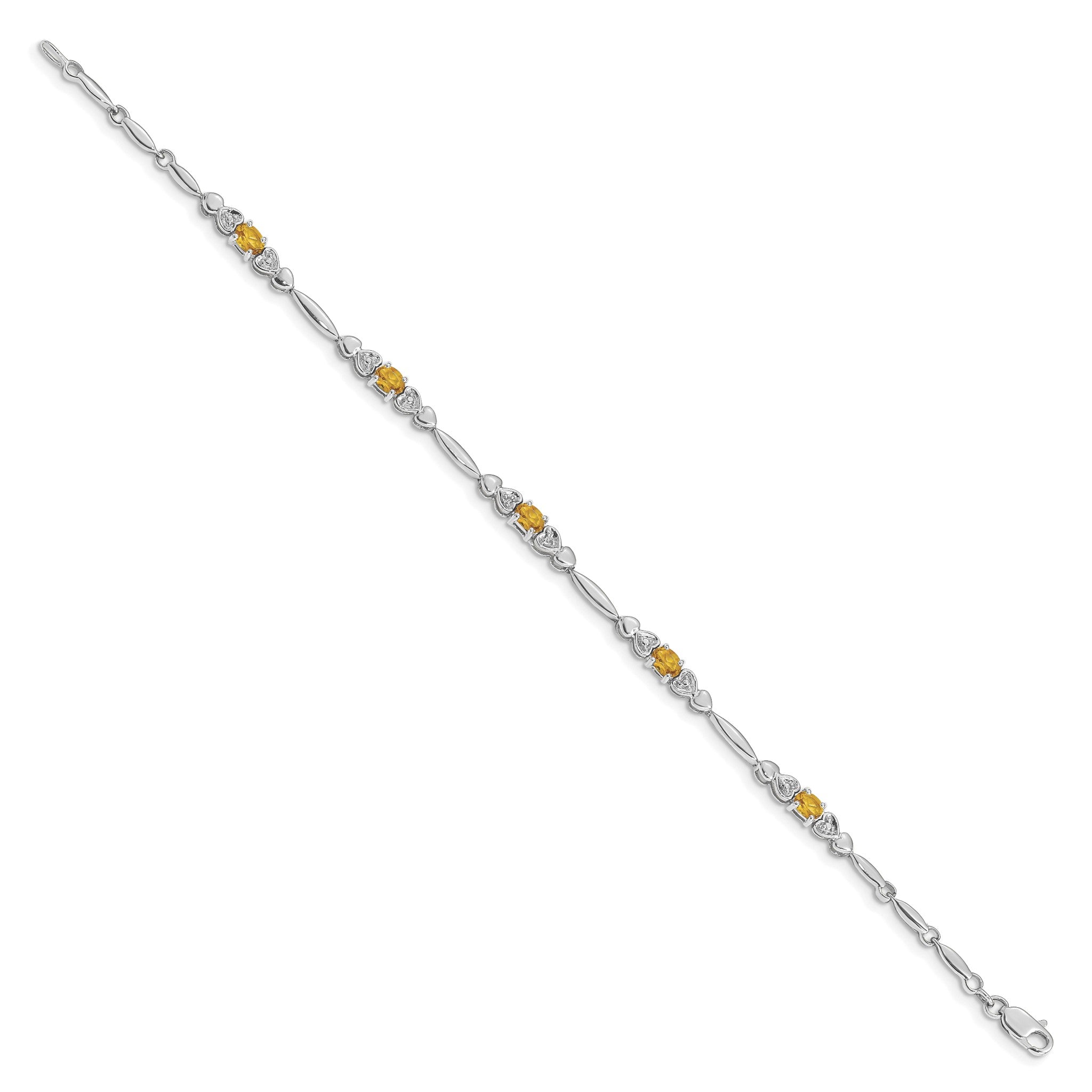 Diamond & Citrine Bracelet in 14K White Gold (0.01 ct. tw.) Secondary image
