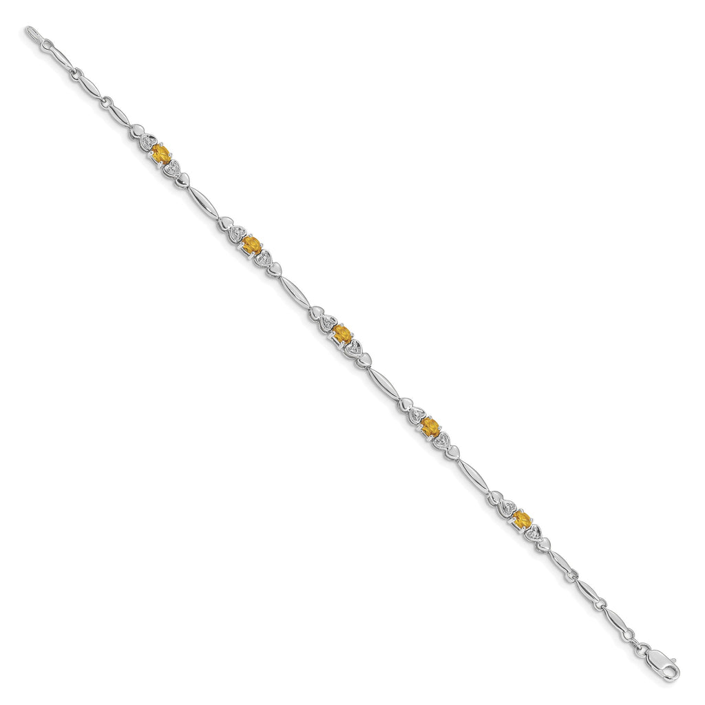 Diamond & Citrine Bracelet in 14K White Gold (0.01 ct. tw.) - Sophia Jewelers