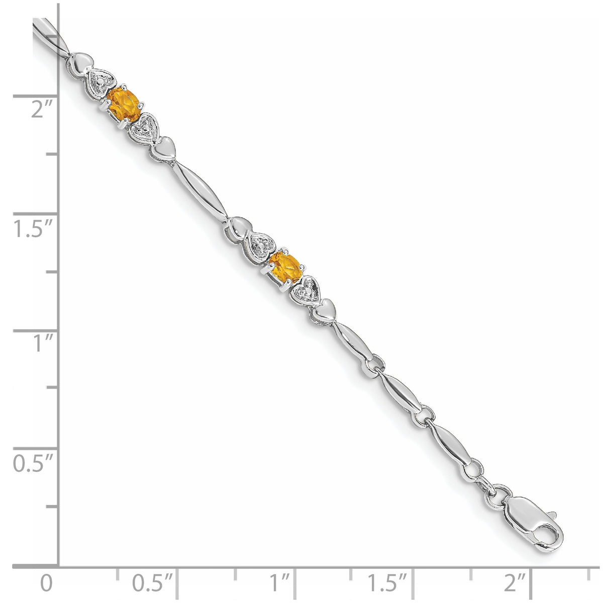 Diamond & Citrine Bracelet in 14K White Gold (0.01 ct. tw.) - Sophia Jewelers