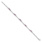 Diamond & Created Pink Sapphire Bracelet in 14K White Gold (0.01 ct. tw.) - Sophia Jewelers
