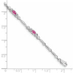 Diamond & Created Pink Sapphire Bracelet in 14K White Gold (0.01 ct. tw.) - Sophia Jewelers