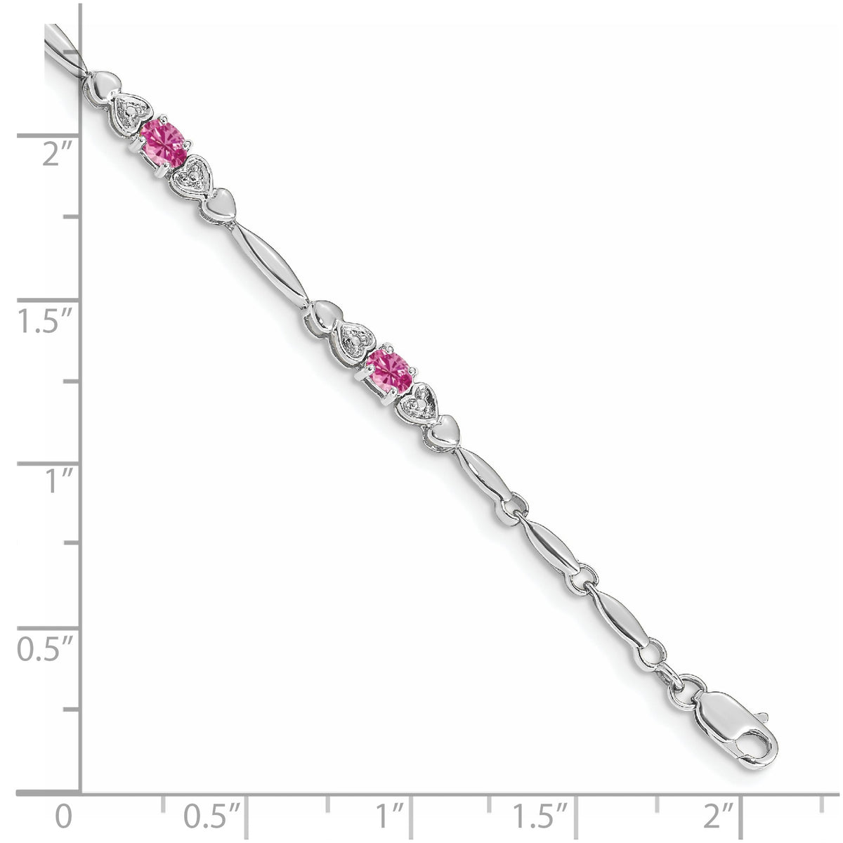 Diamond & Created Pink Sapphire Bracelet in 14K White Gold (0.01 ct. tw.) - Sophia Jewelers