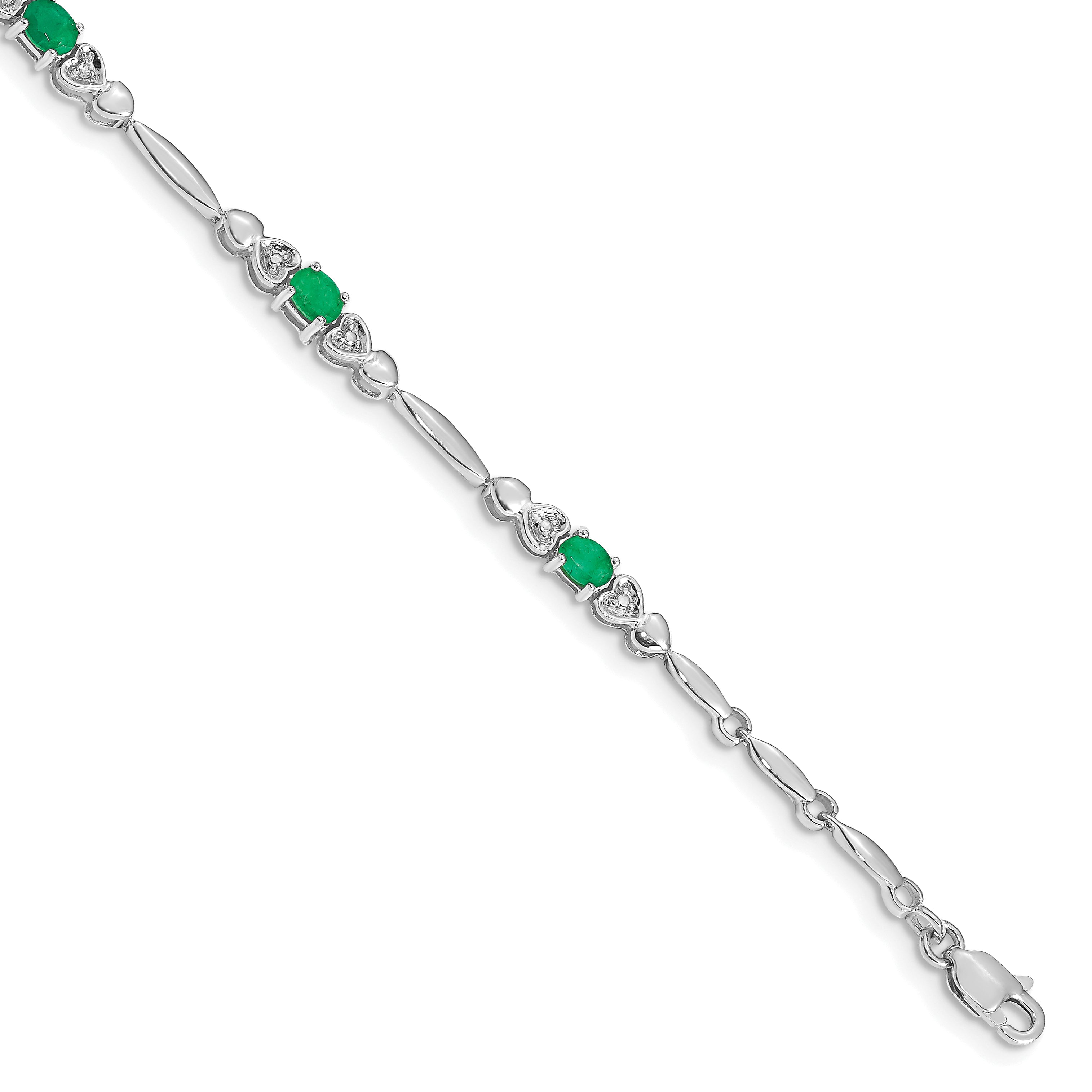 10k White Gold Diamond and Emerald Bracelet Main image