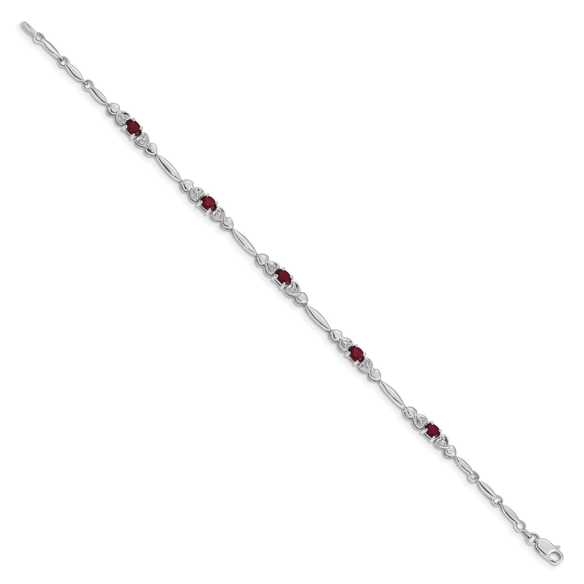 Diamond & Garnet Bracelet in 14K White Gold (0.01 ct. tw.) Secondary image