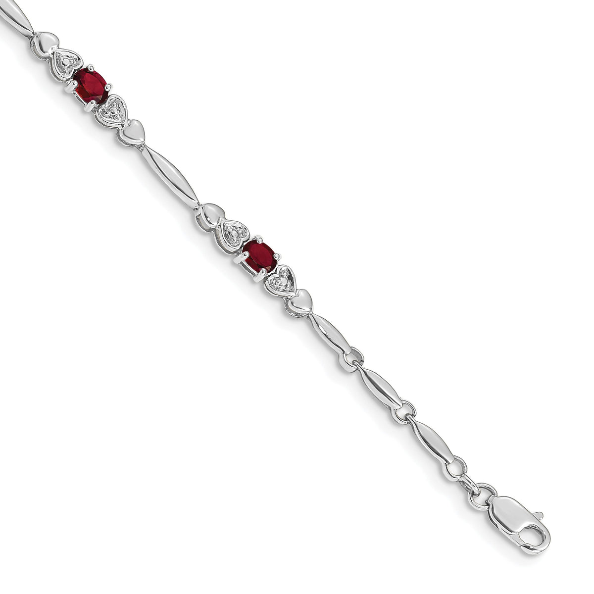 Diamond & Garnet Bracelet in 14K White Gold (0.01 ct. tw.) - Sophia Jewelers Main image