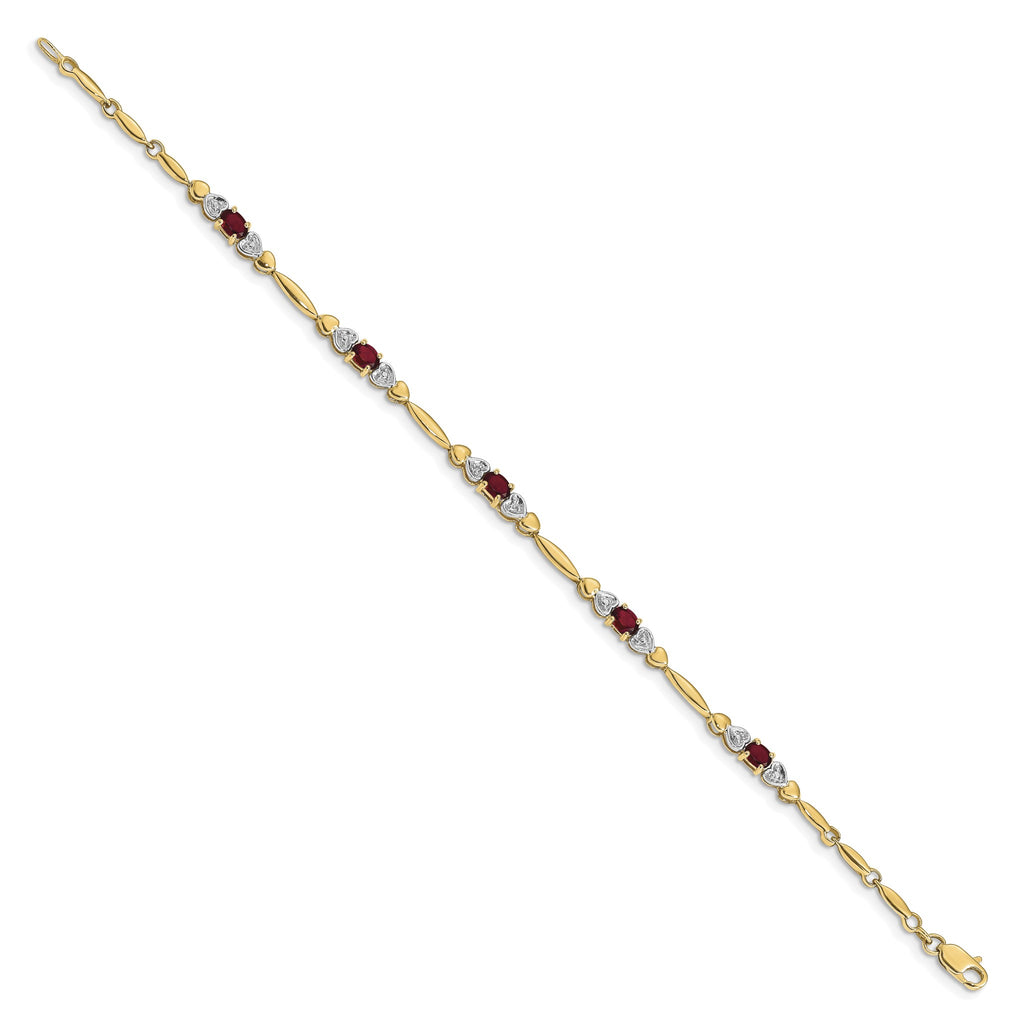 Diamond & Garnet Bracelet in 14K Yellow Gold (0.01 ct. tw.) - Sophia Jewelers