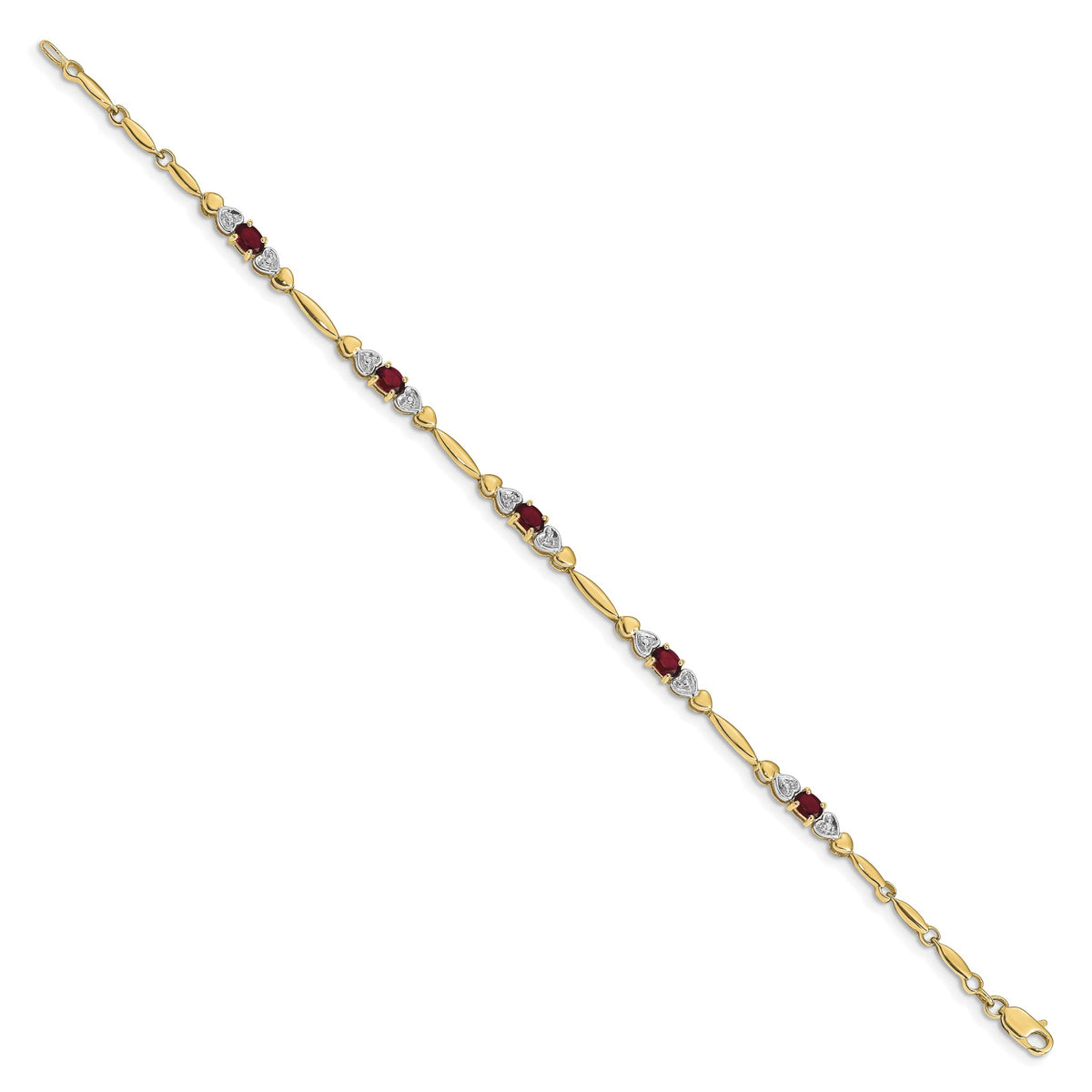 Diamond & Garnet Bracelet in 14K Yellow Gold (0.01 ct. tw.) - Sophia Jewelers