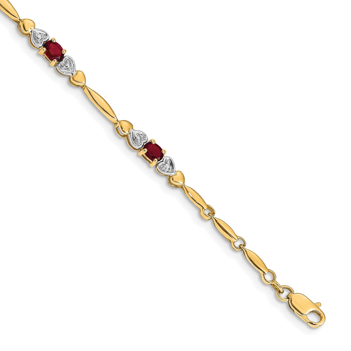 Diamond & Garnet Bracelet in 14K Yellow Gold (0.01 ct. tw.) - Sophia Jewelers Main image